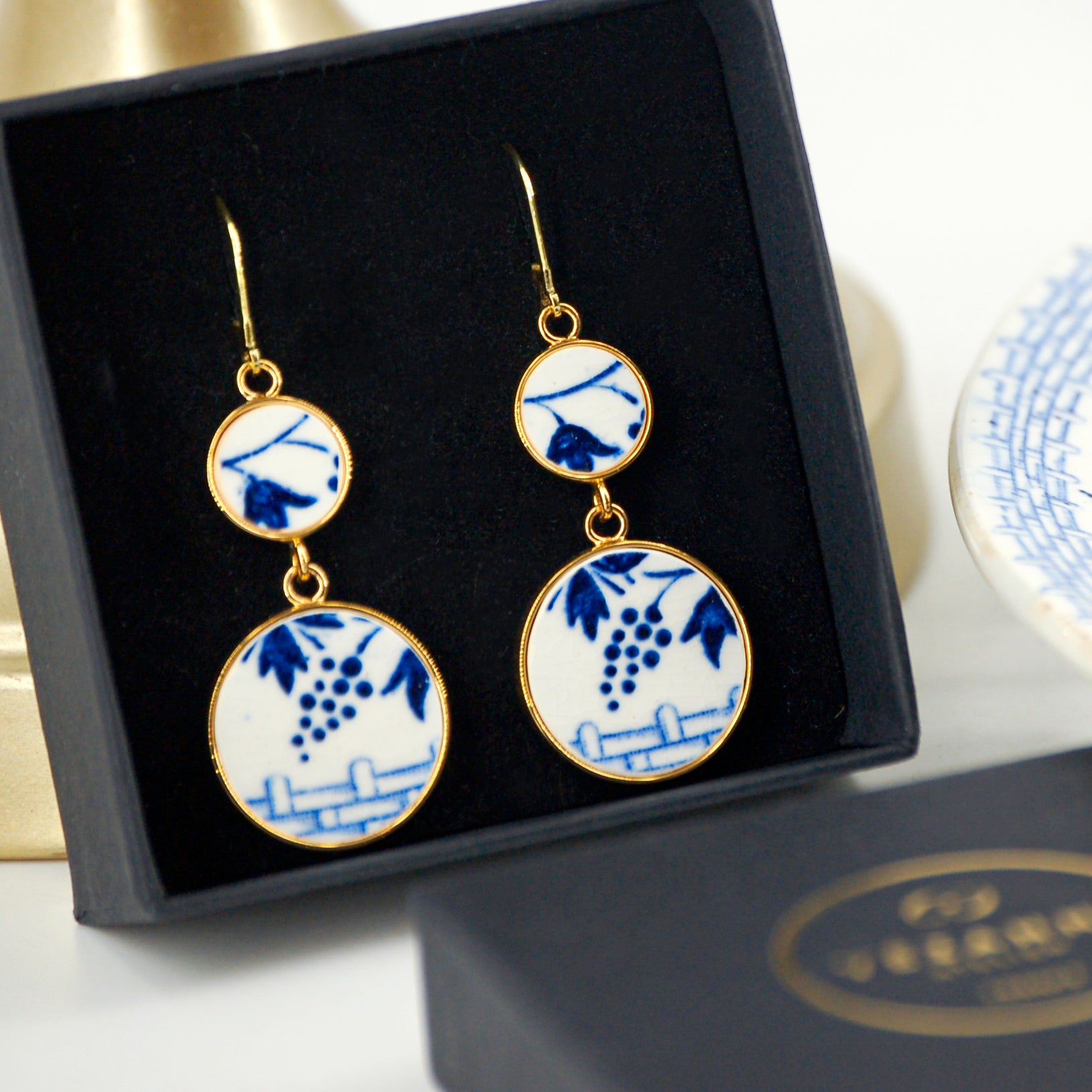 Boucles d'oreilles "Fleurs de bleuet" finition or