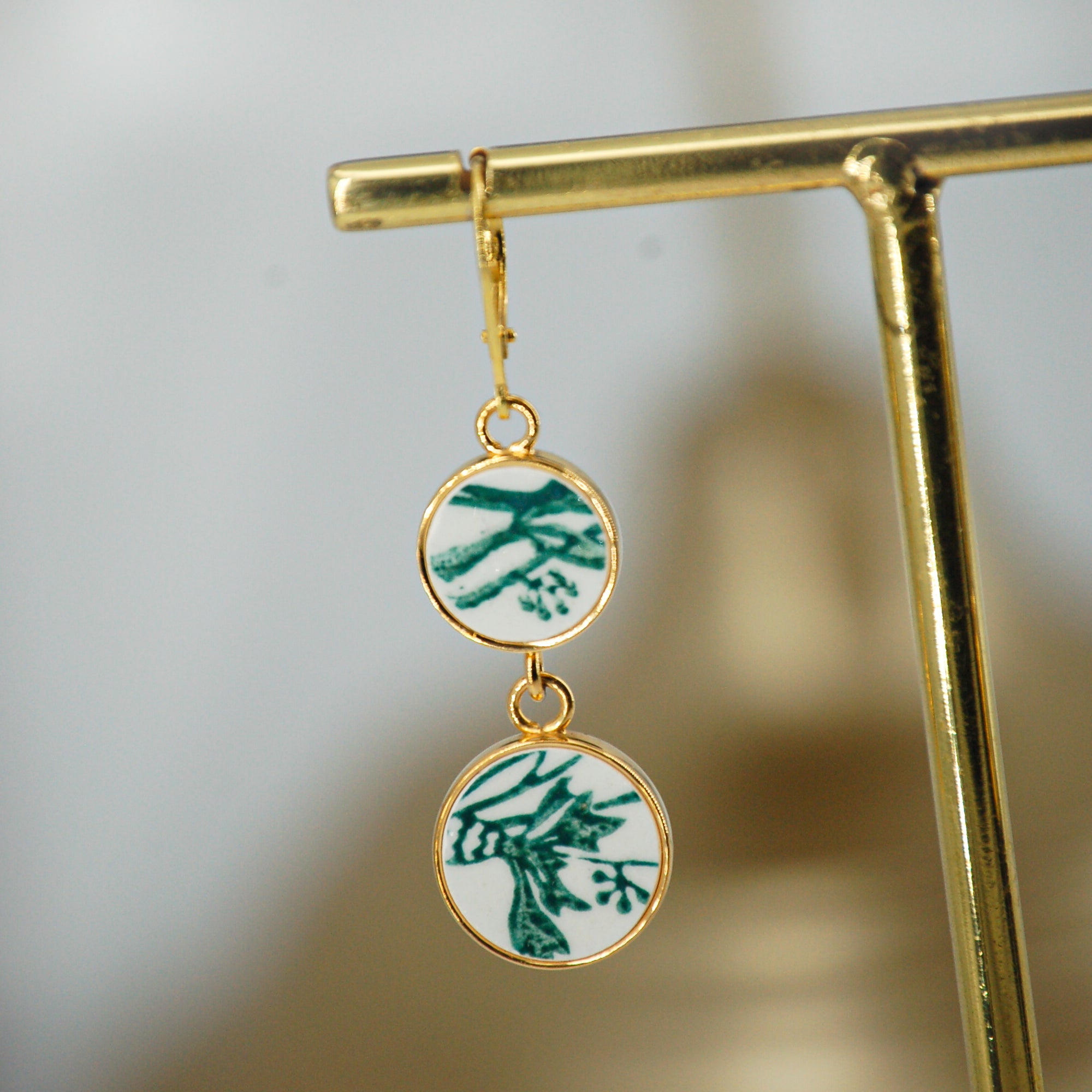 Boucles d'oreilles "Fleur de Bleuet", finition or