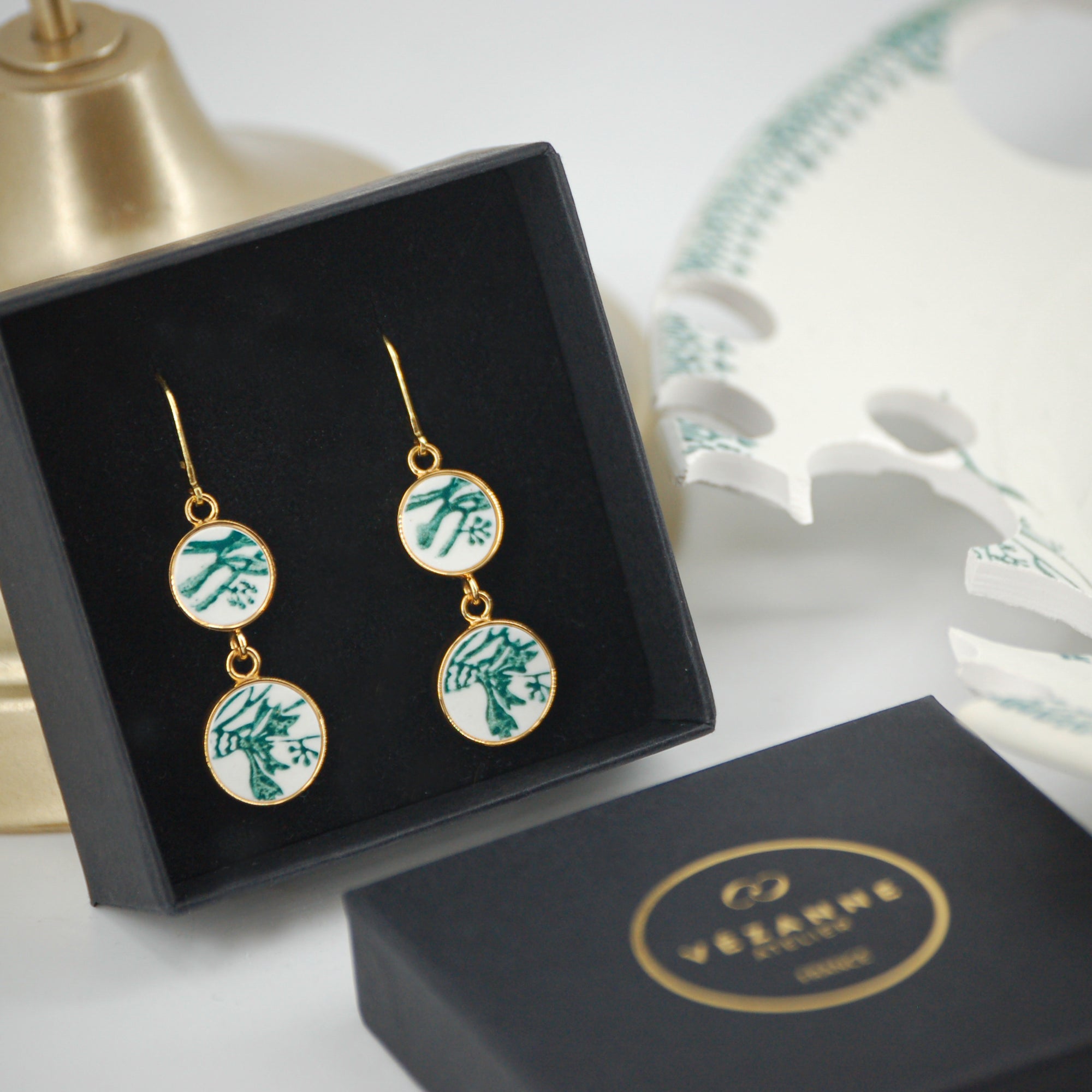 Boucles d'oreilles "Fleur de Bleuet", finition or