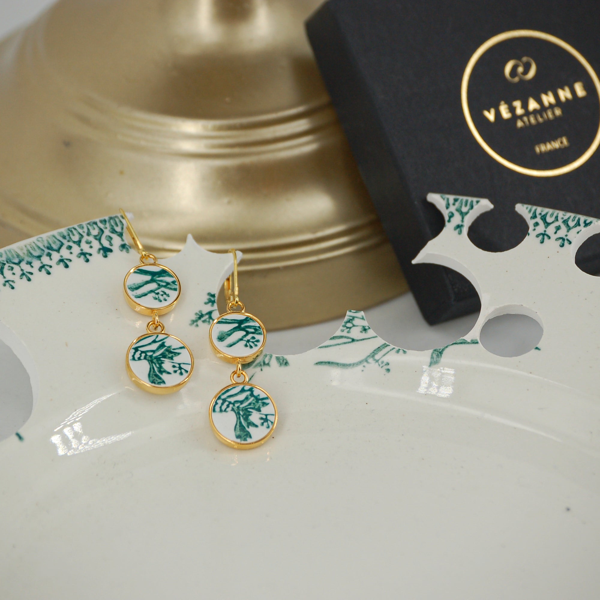 Boucles d'oreilles "Fleur de Bleuet", finition or