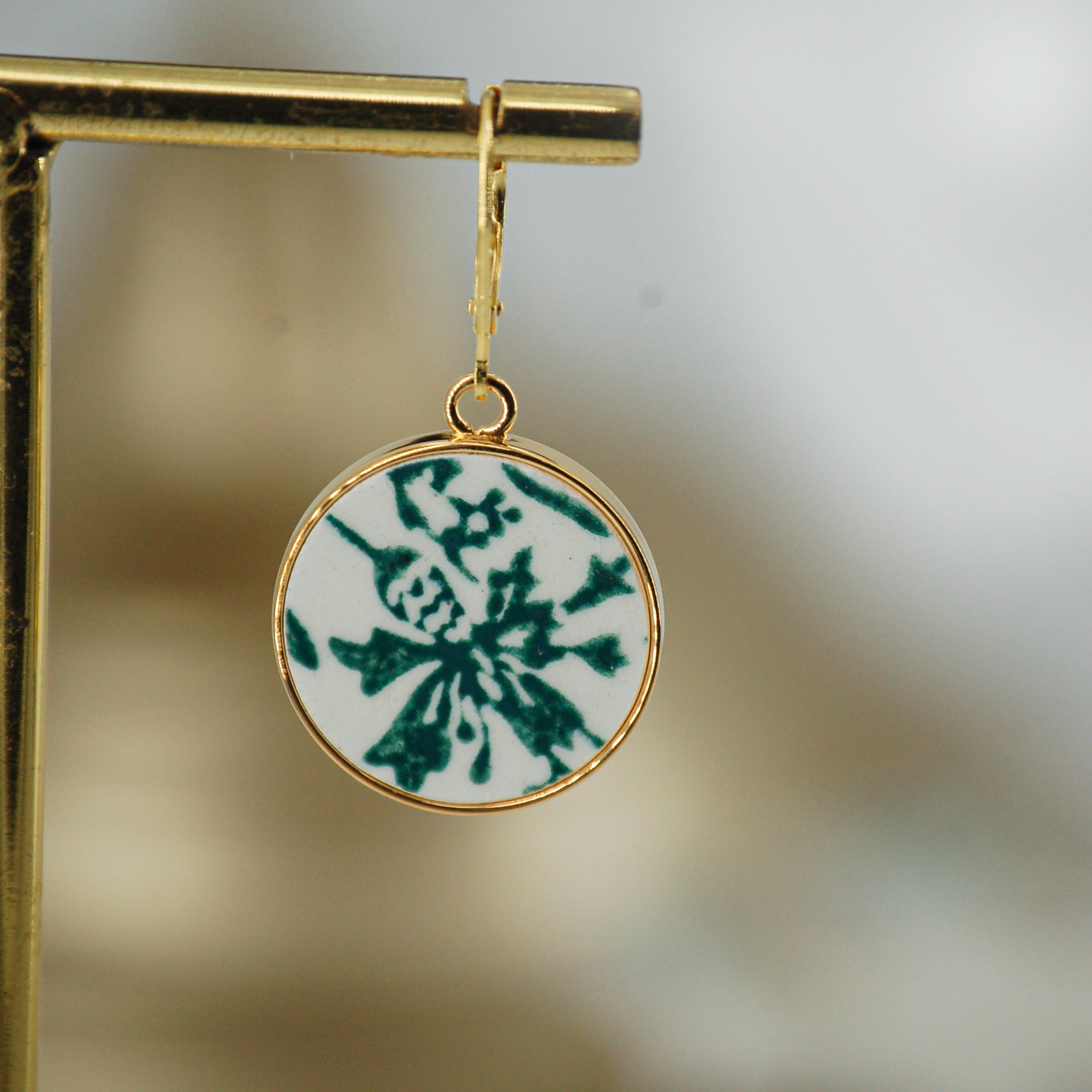 Boucles d'oreilles "Fleur de bleuet", finition or