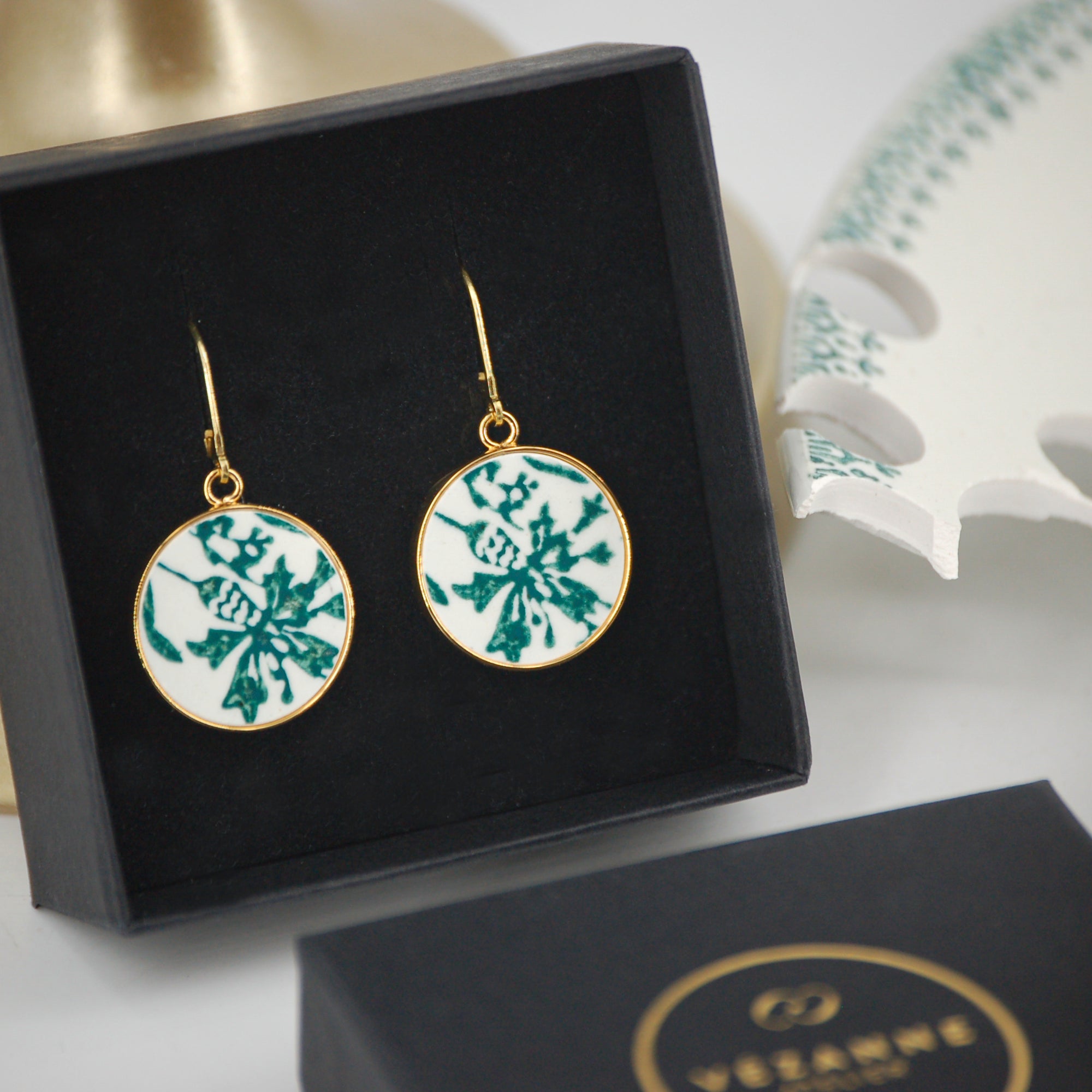 Boucles d'oreilles "Fleur de bleuet", finition or