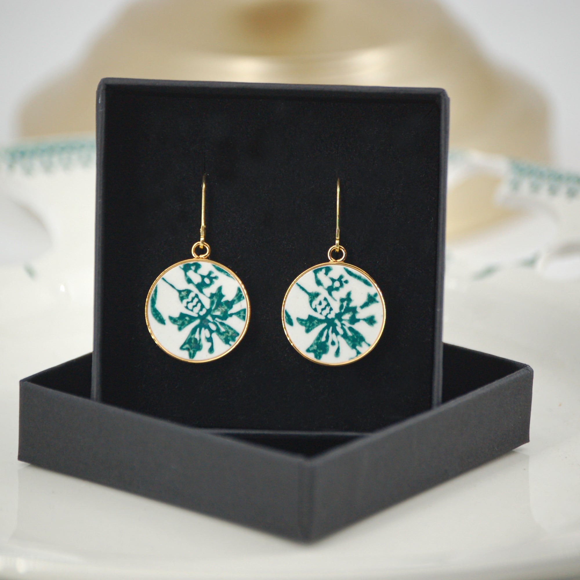 Boucles d'oreilles "Fleur de bleuet", finition or