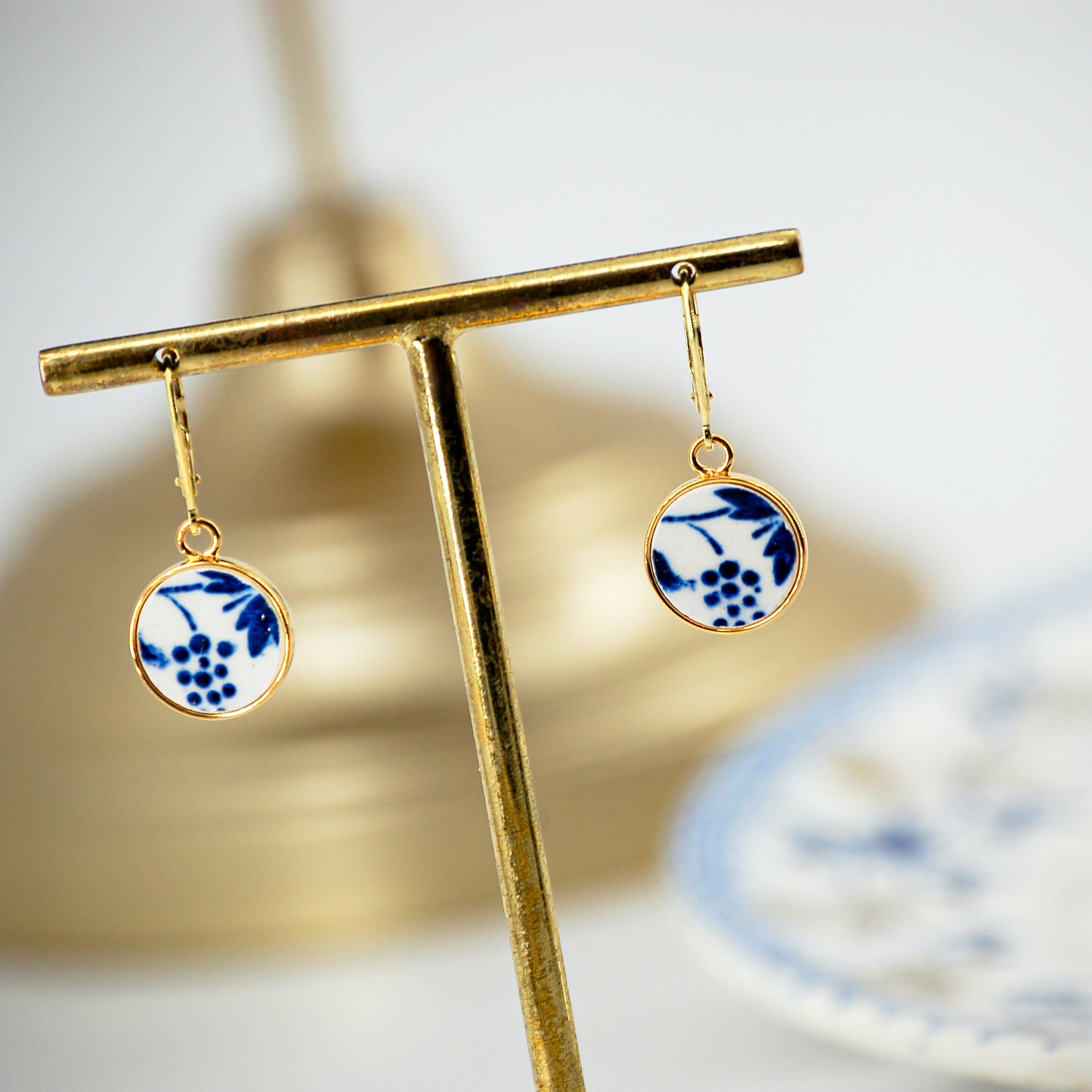 Boucles d'oreilles "Grappe de Bleuet", finition or