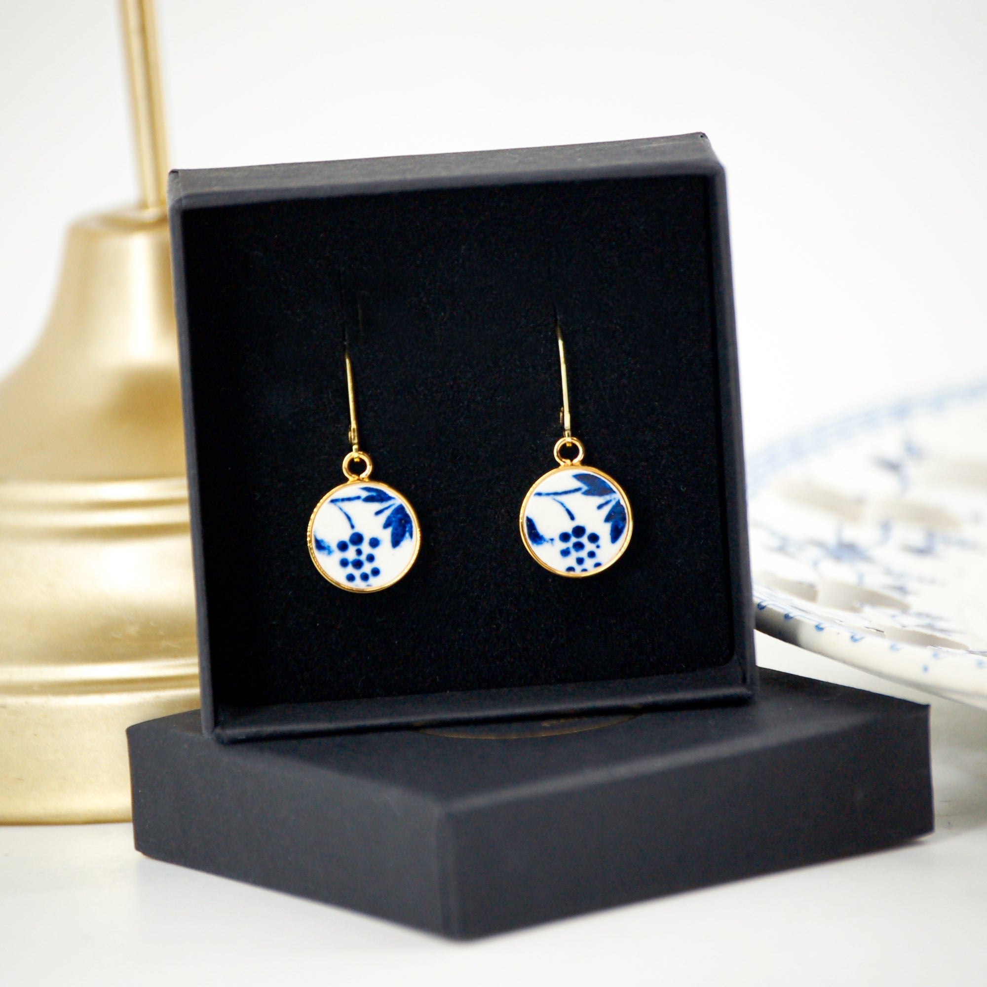 Boucles d'oreilles "Grappe de Bleuet", finition or