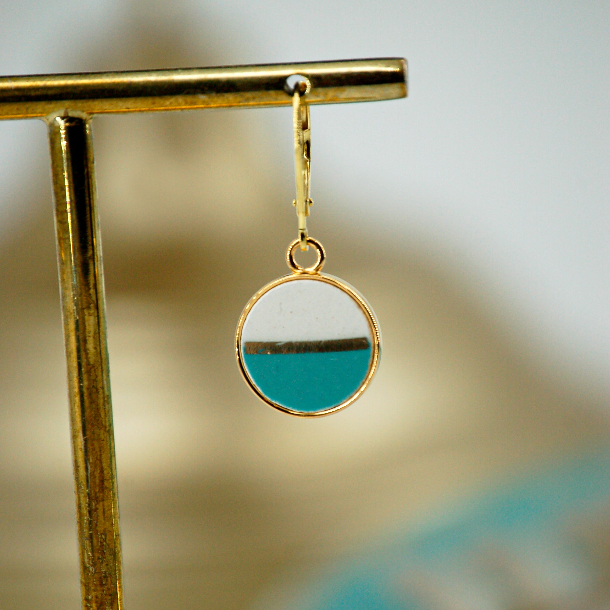 Boucles d'oreilles "Horizon turquoise", finition or