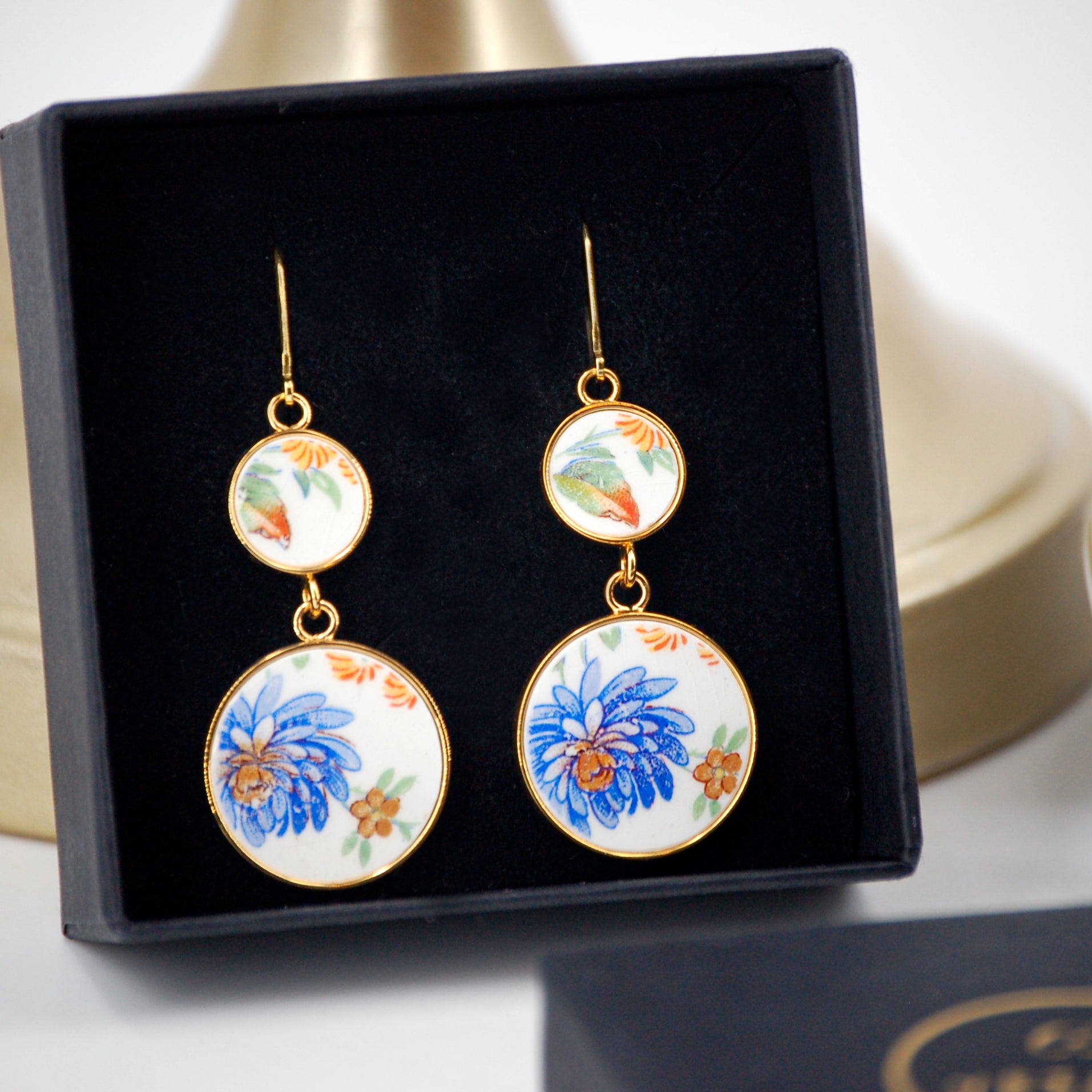 Boucles d'oreilles "Aster et ses fleurs printanières", finition or