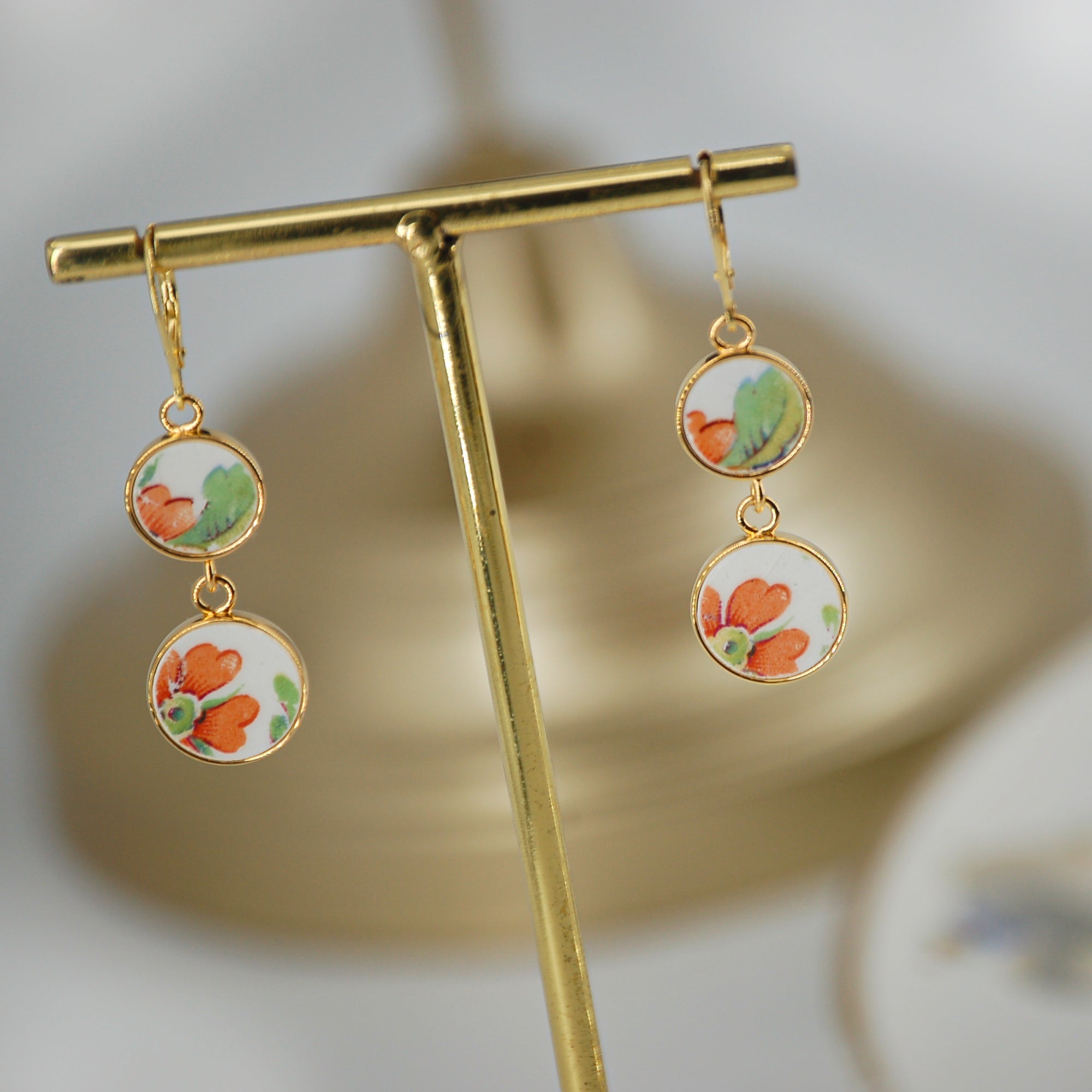 Boucles d'oreilles "Fraicheur d'une fleur", finition or