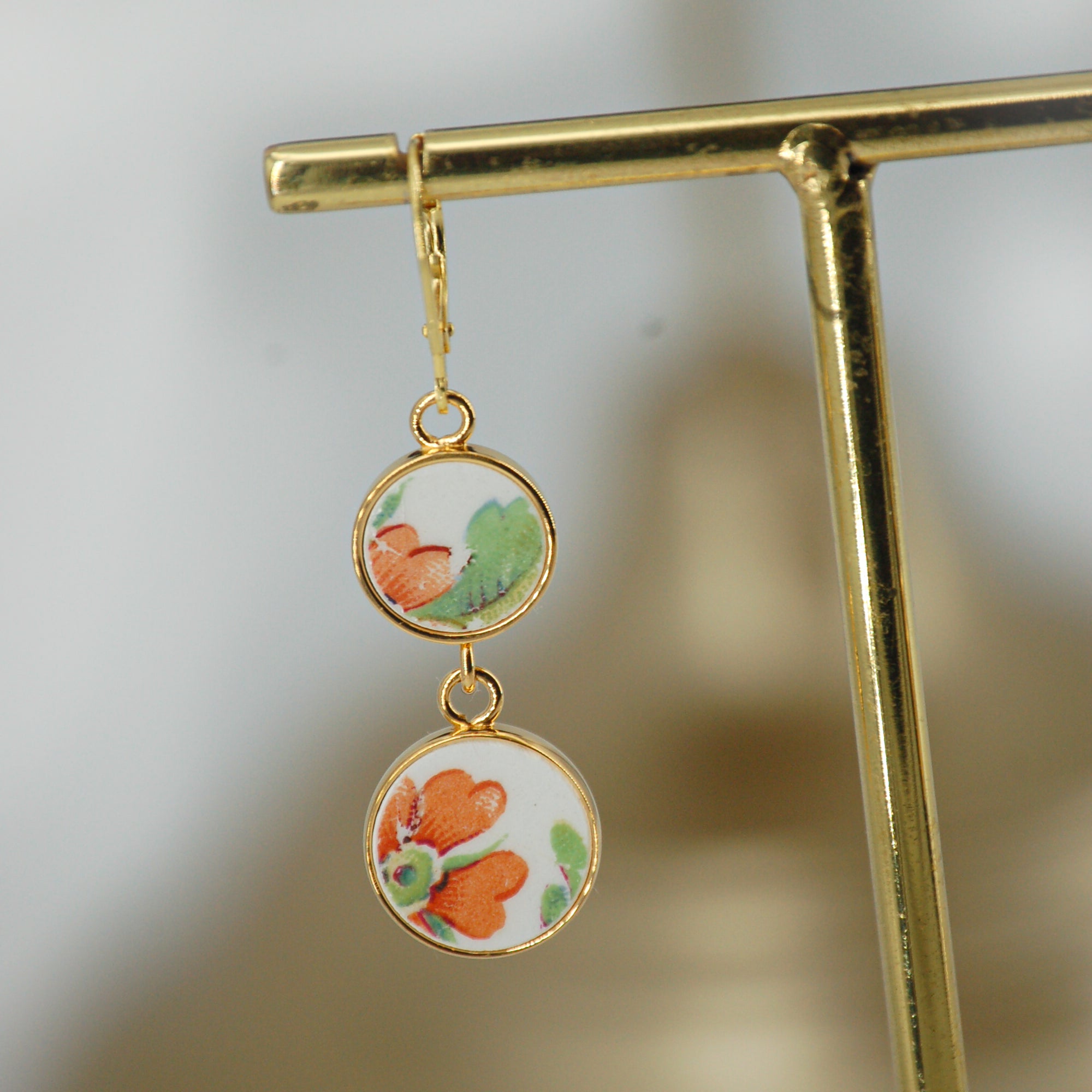 Boucles d'oreilles "Fraicheur d'une fleur", finition or
