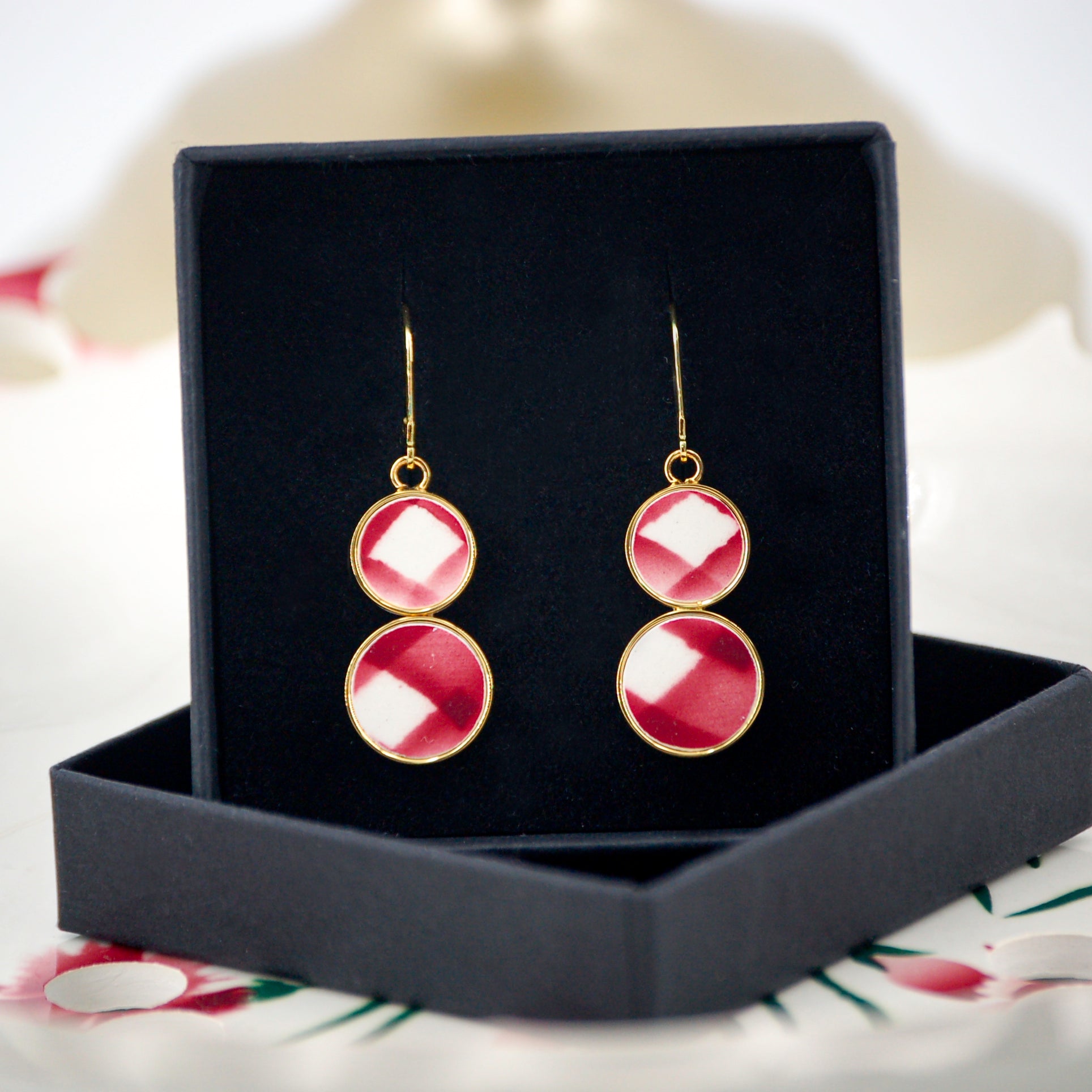 Boucles d'oreilles "Composition graphique en vieux rose"