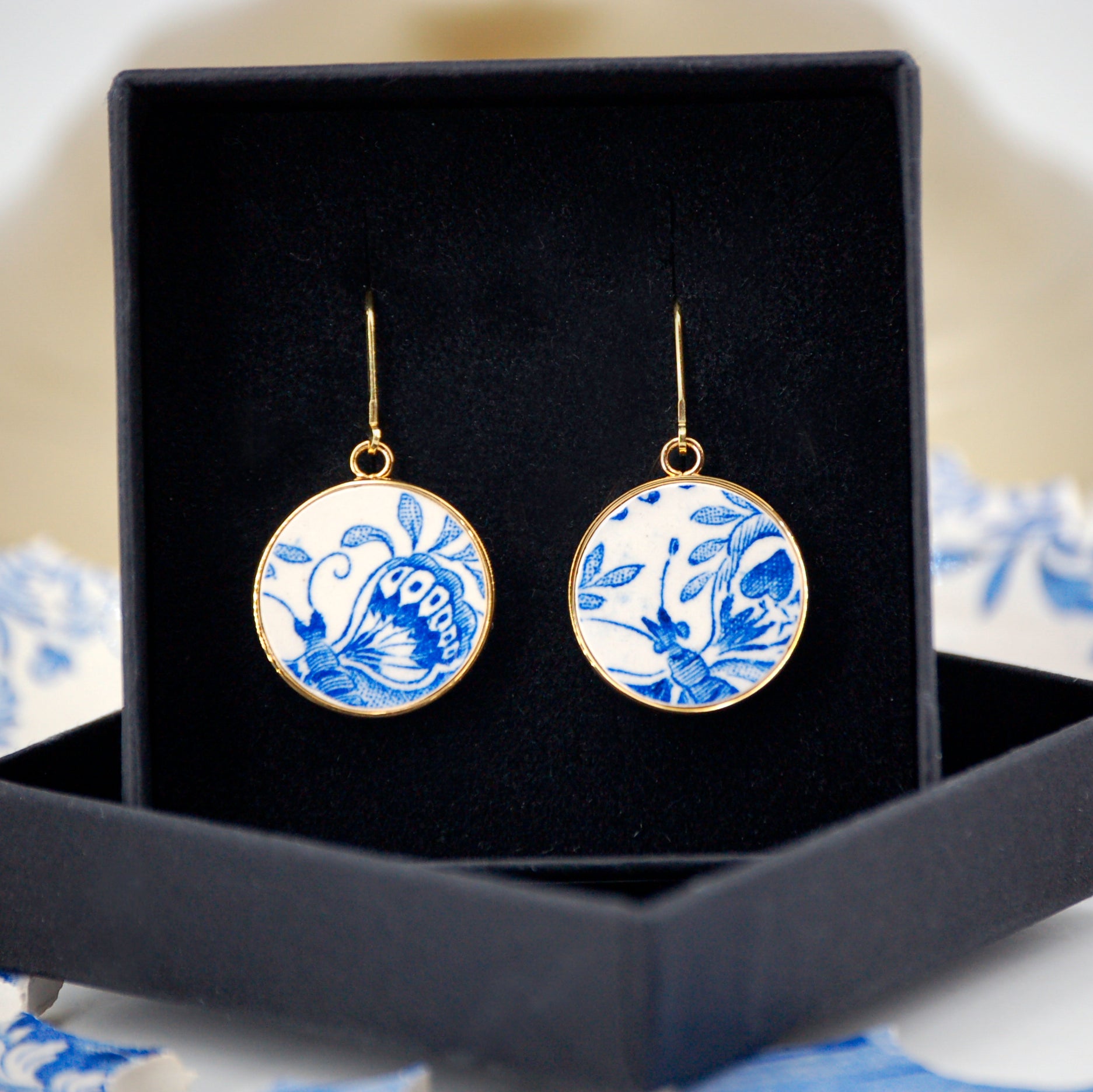 Boucles d'oreilles "Aile de papillon", finition or