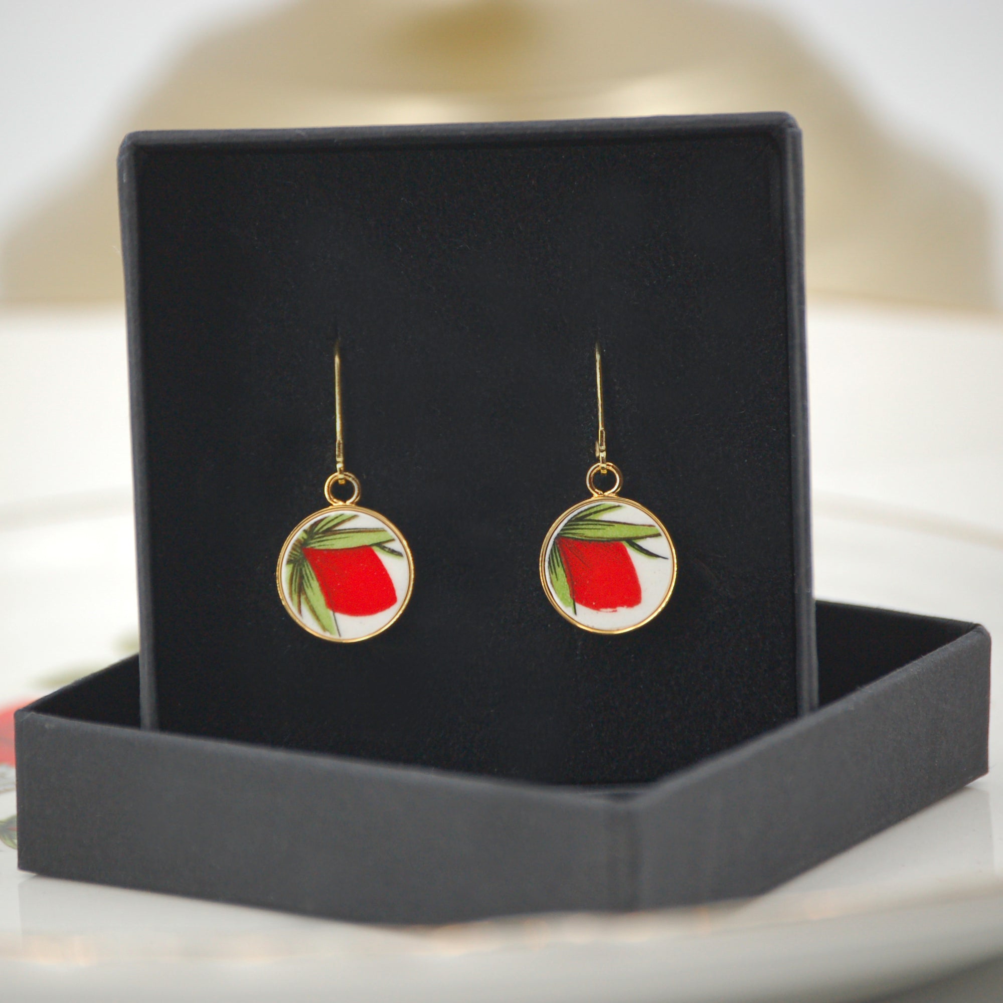 Boucles d'oreilles "Bouton de rose", finition or