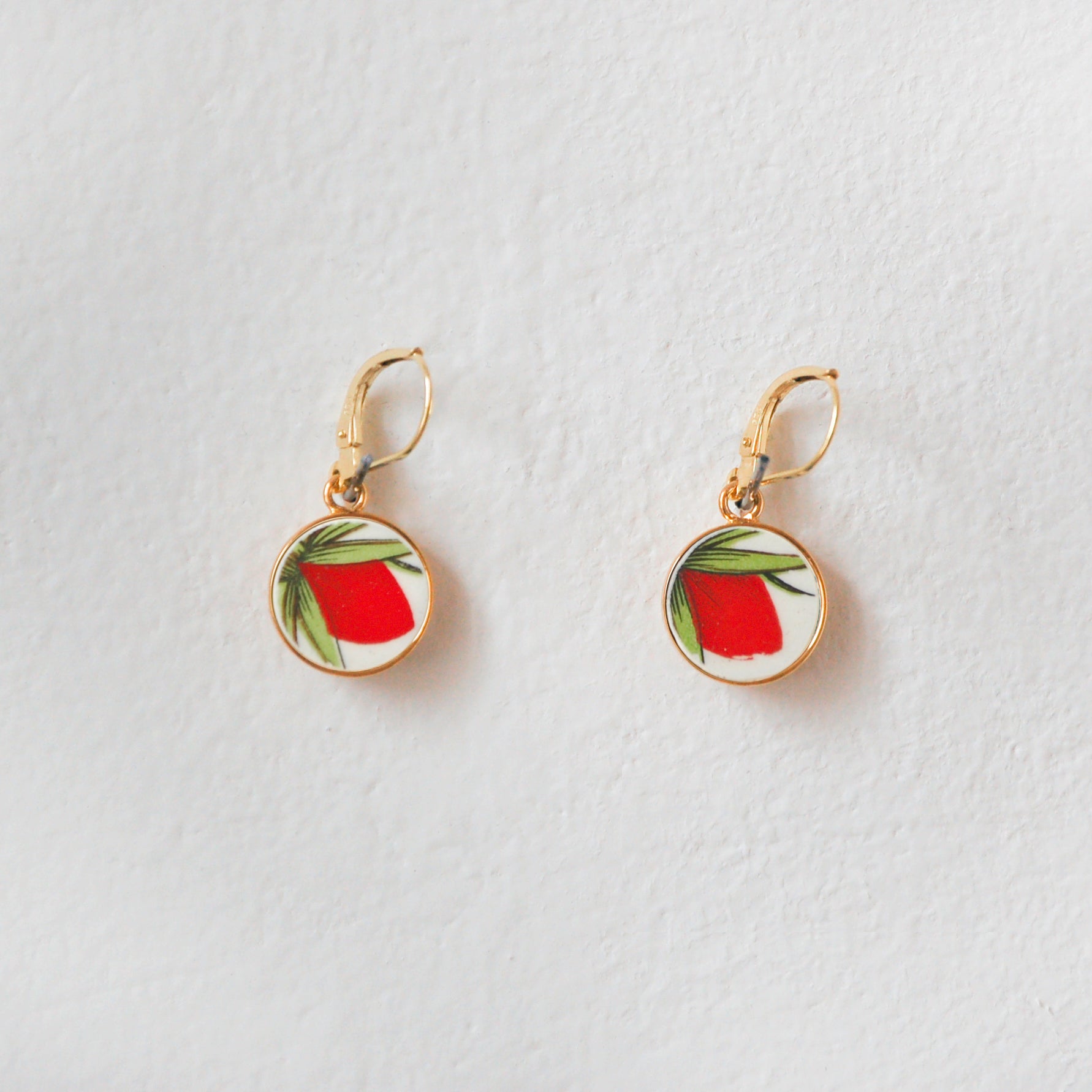 Boucles d'oreilles "Bouton de rose", finition or