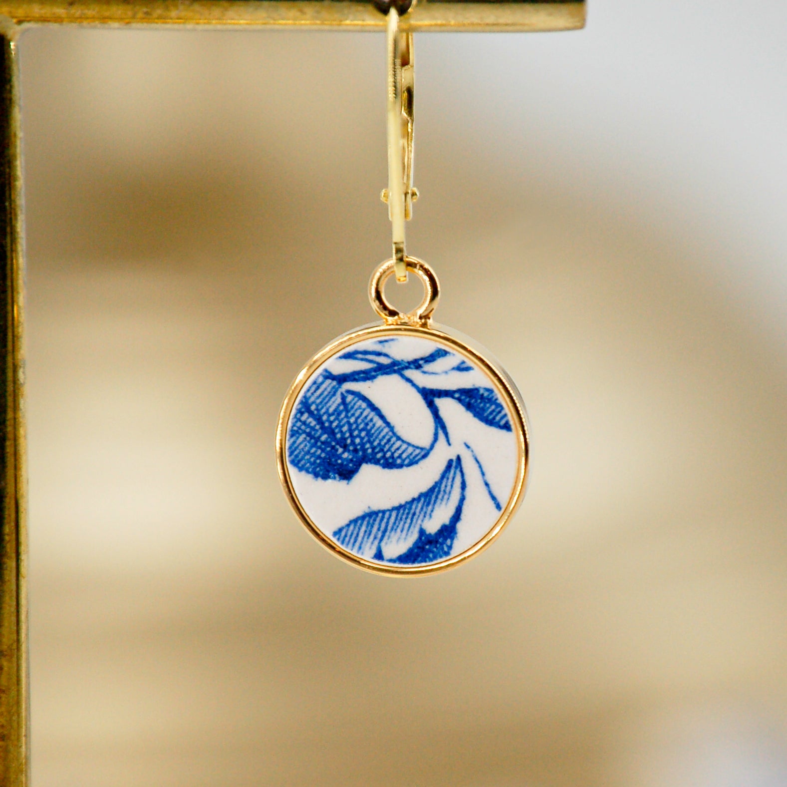 Boucles d'oreilles "Feuilles bleues"