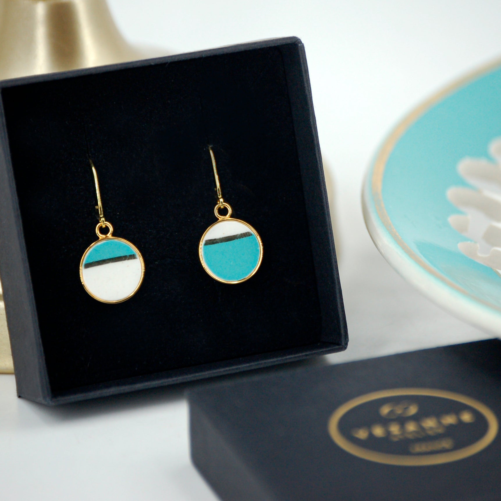 Boucles d'oreilles "Horizon asymétrique", finition or