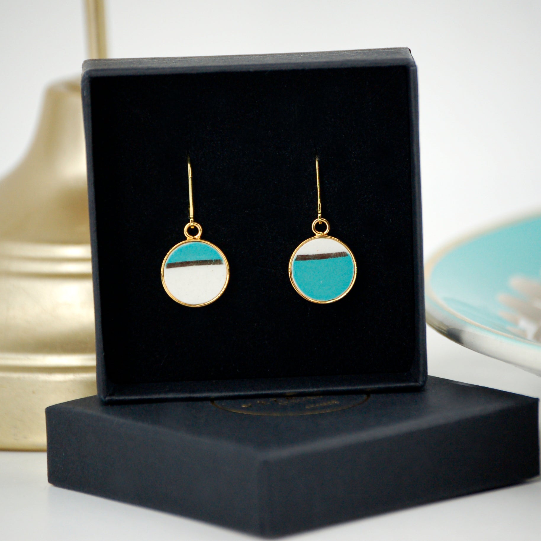 Boucles d'oreilles "Horizon asymétrique", finition or