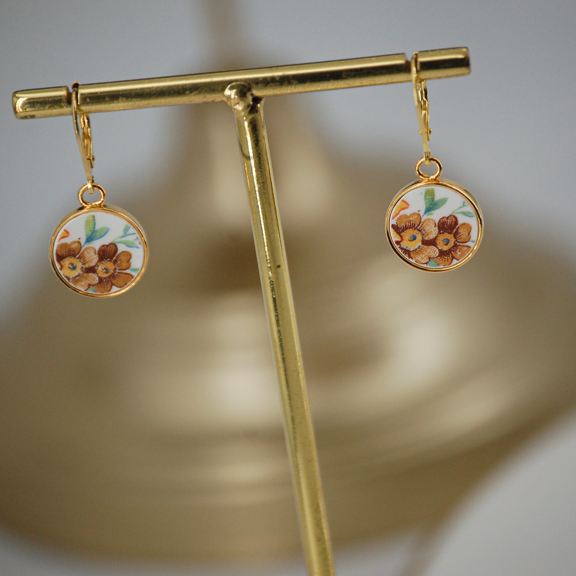 Boucles d'oreilles "Petites fleurs automnales", finition or