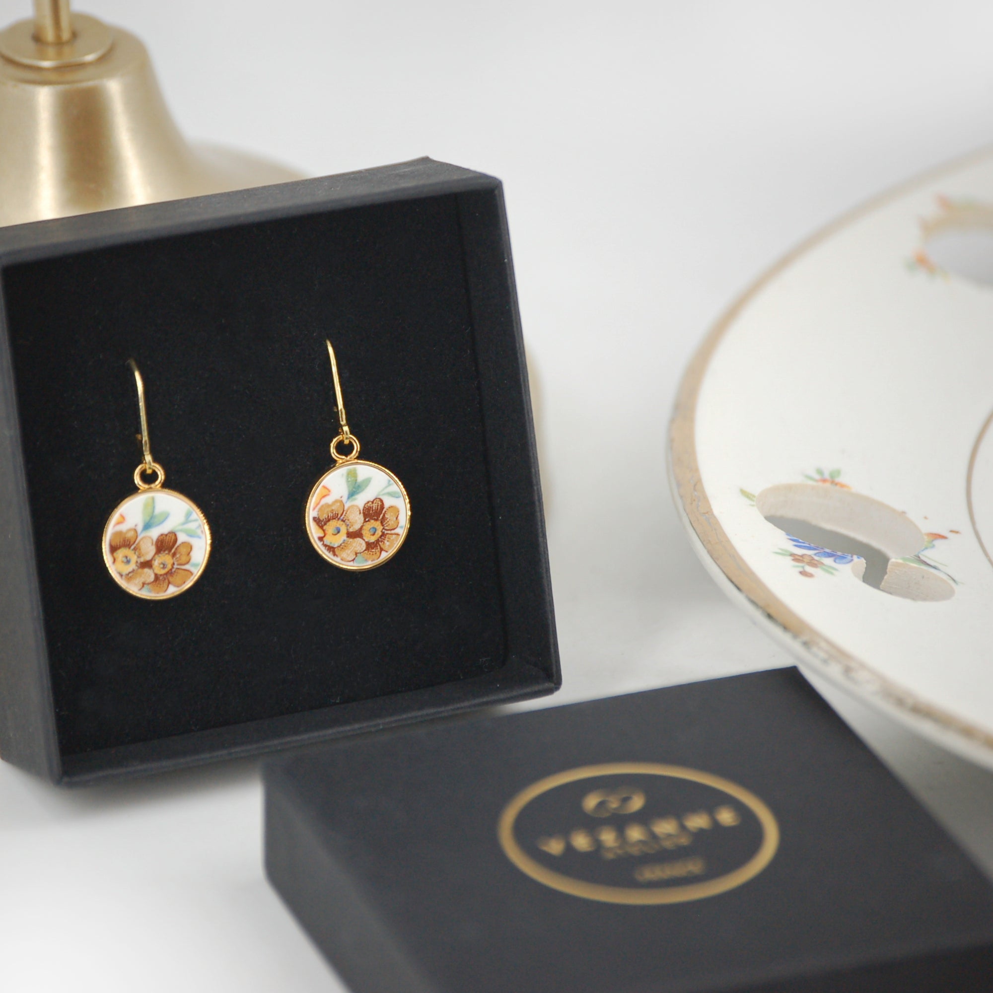 Boucles d'oreilles "Petites fleurs automnales", finition or