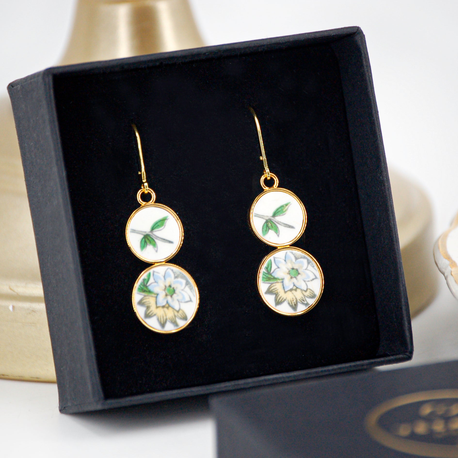 Boucles d'oreilles "Campanules jaunes et bleues"
