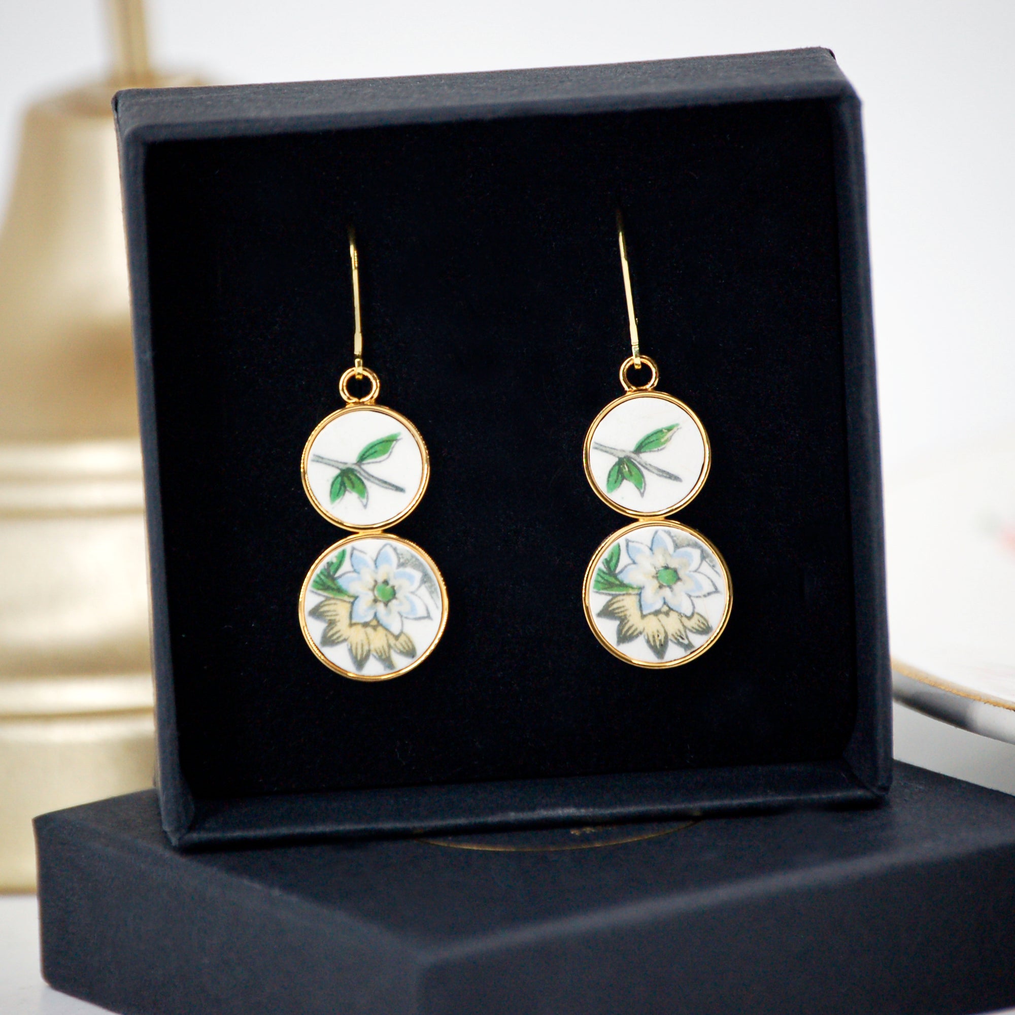 Boucles d'oreilles "Campanules jaunes et bleues"