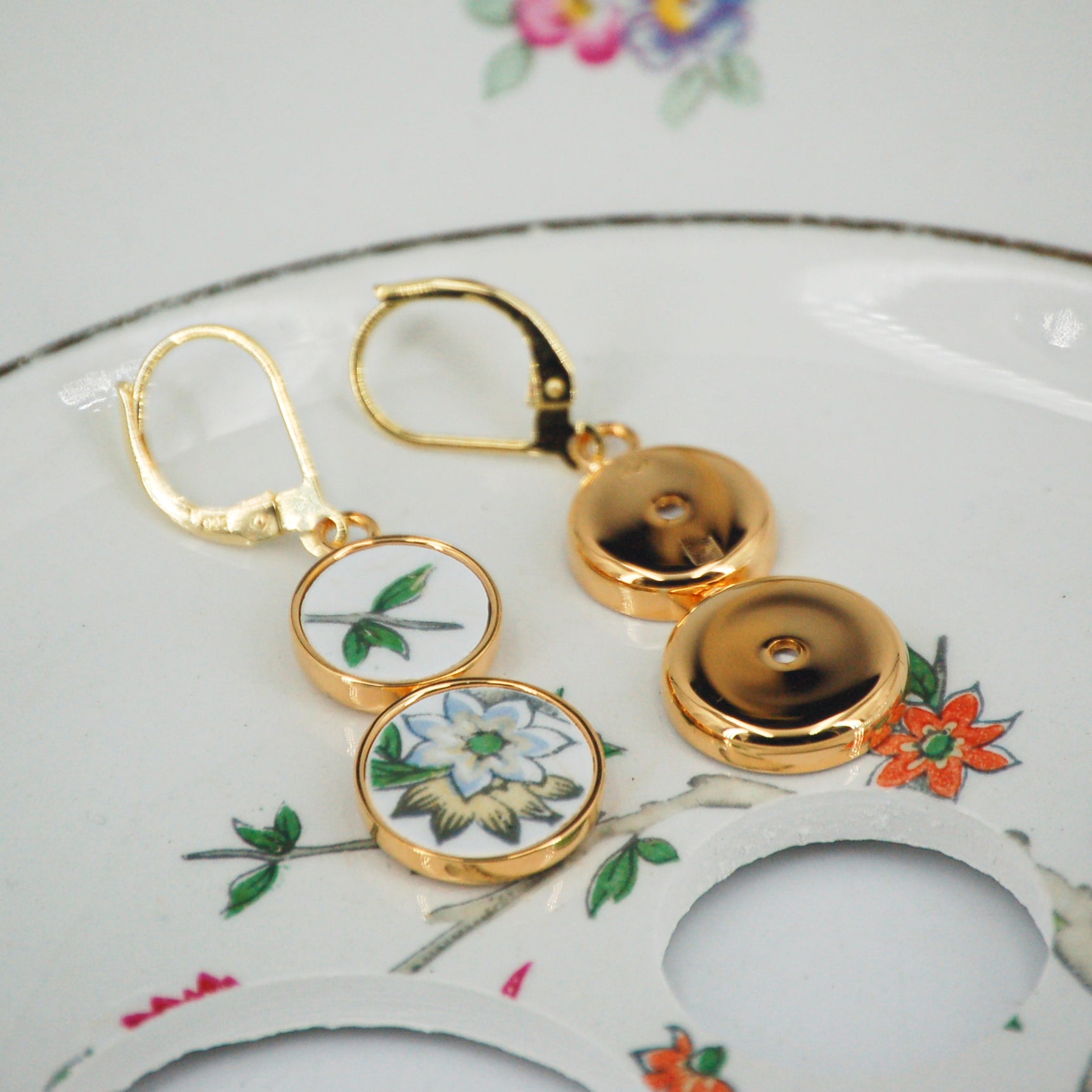 Boucles d'oreilles "Campanules jaunes et bleues"