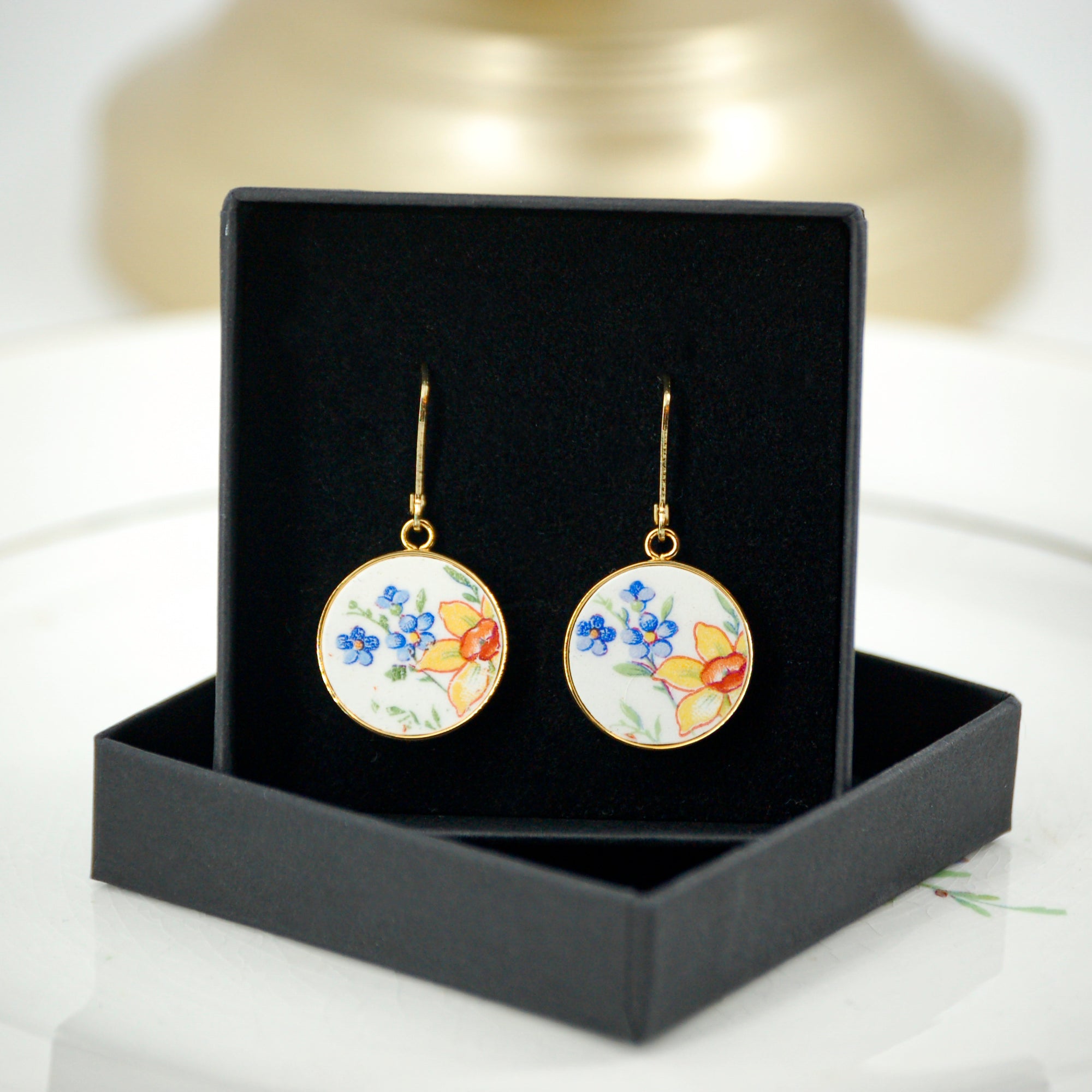 Boucles d'oreilles "Petit bouquet de fleurs", finition or