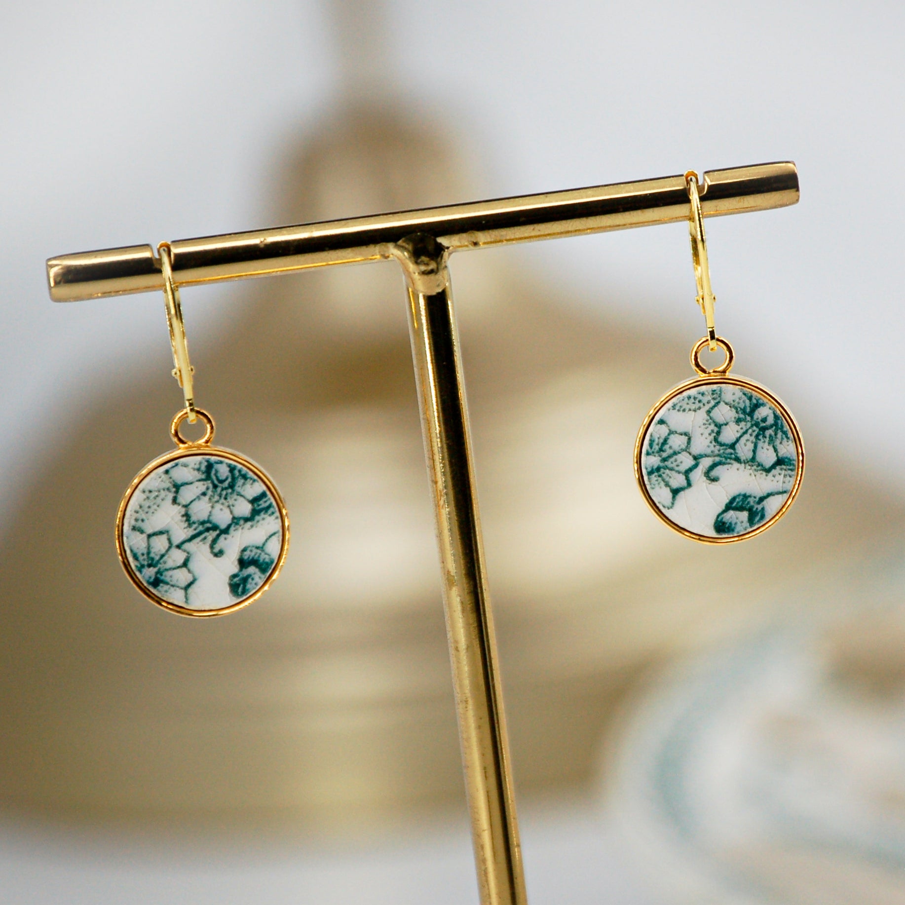 Boucles d'oreilles "Petites fleurs vertes"
