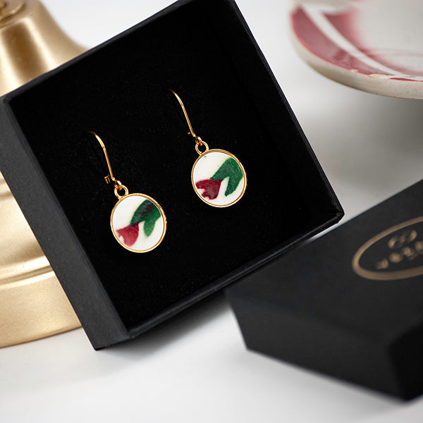 Boucles d'oreilles "Boutons de fleurs roses", finition or