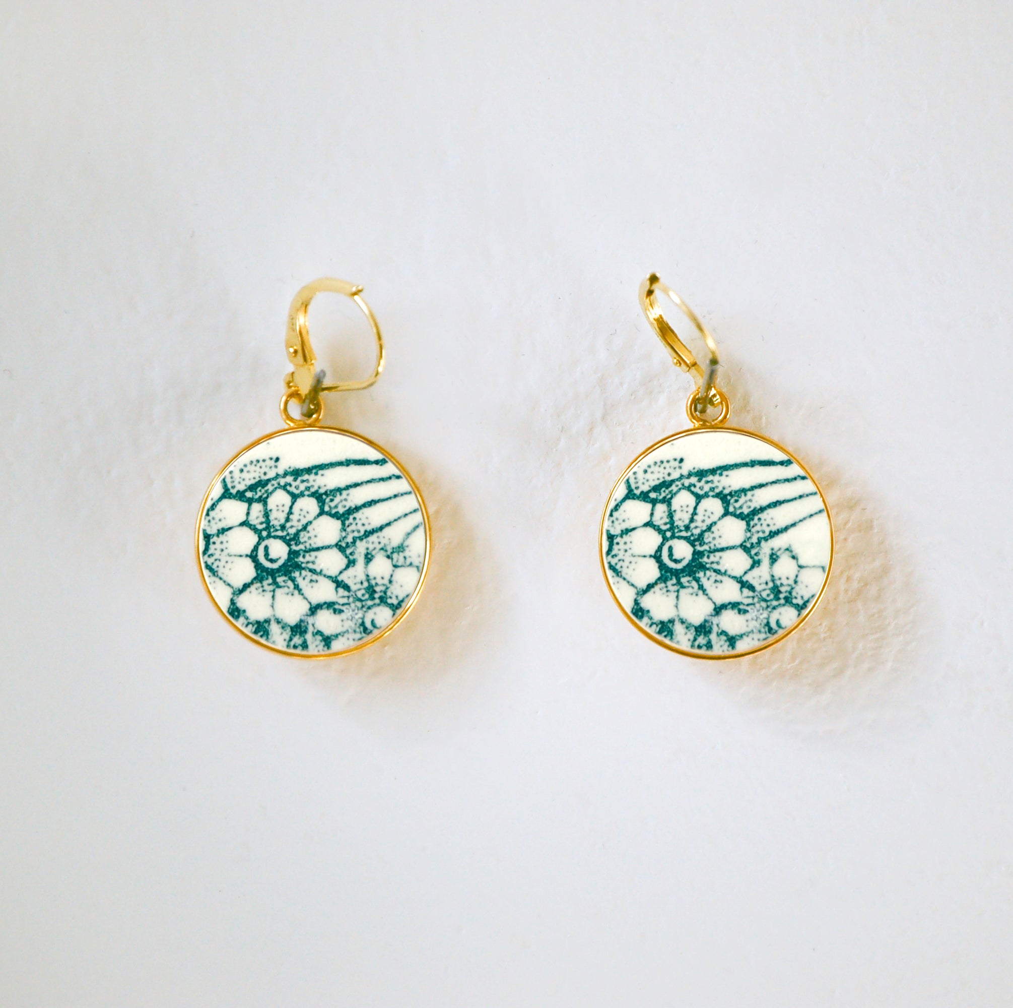 Boucles d'oreilles "Fleurs vertes"