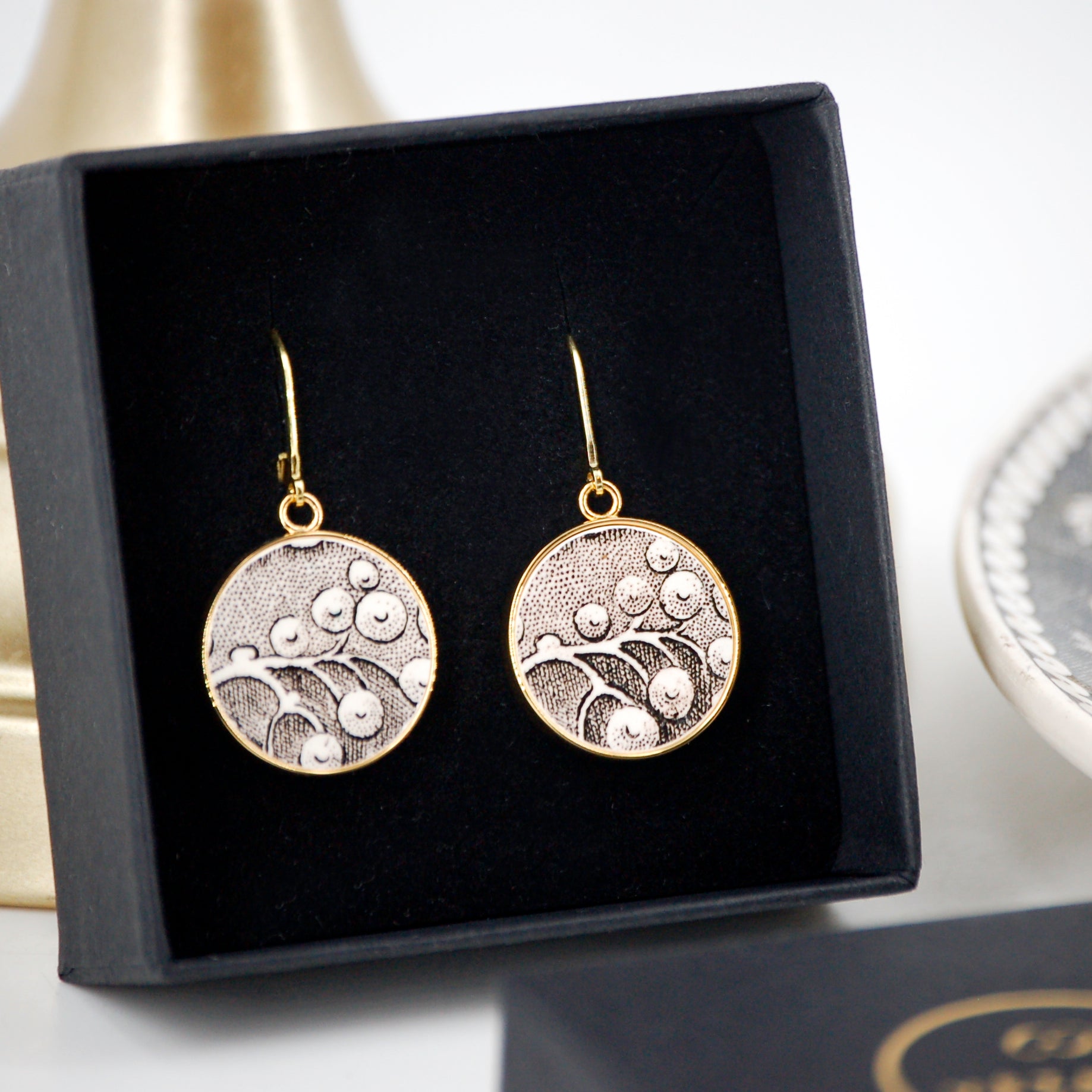 Boucles d'oreilles "La Grappe", finition or