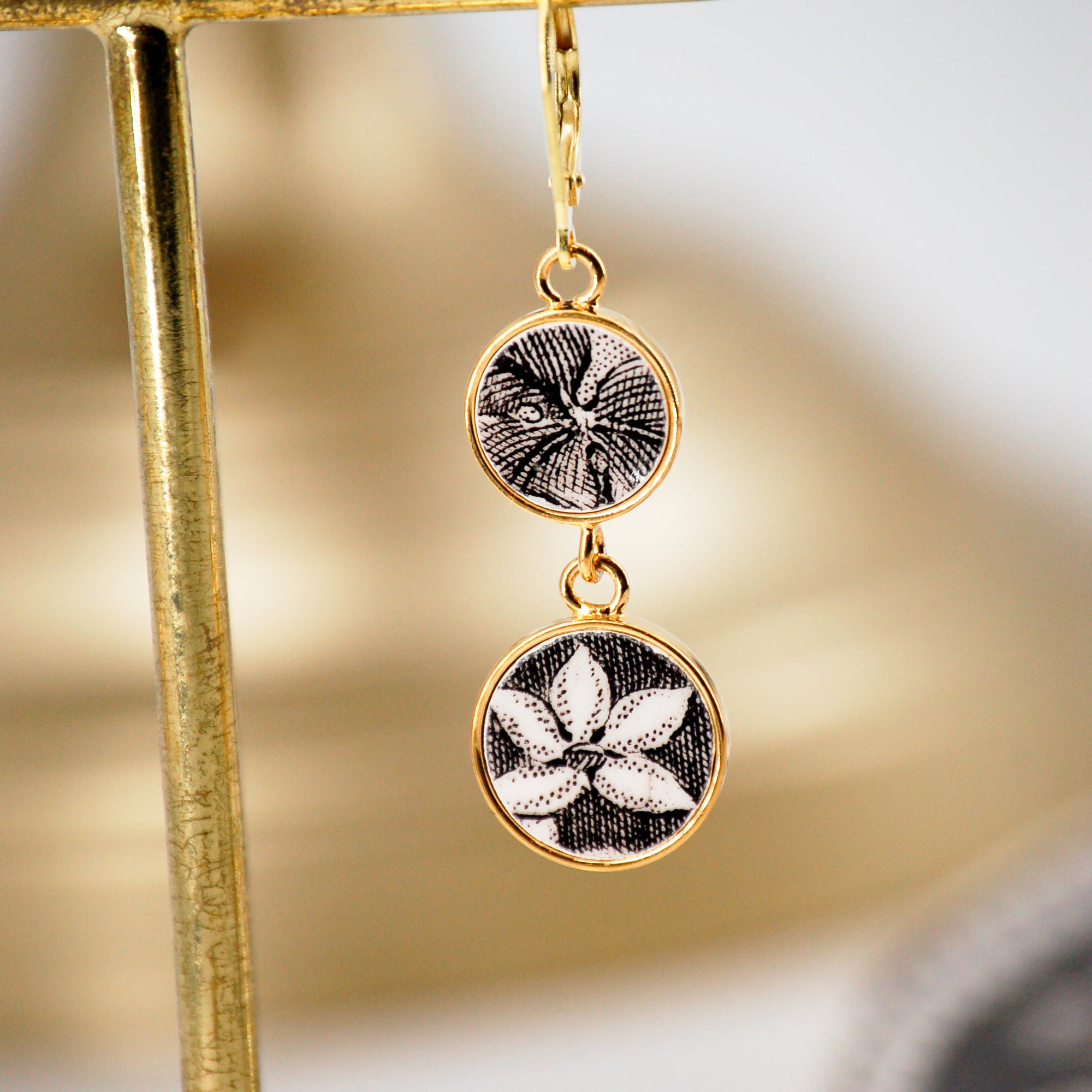 Boucles d'oreilles "Jonquilles", finition or