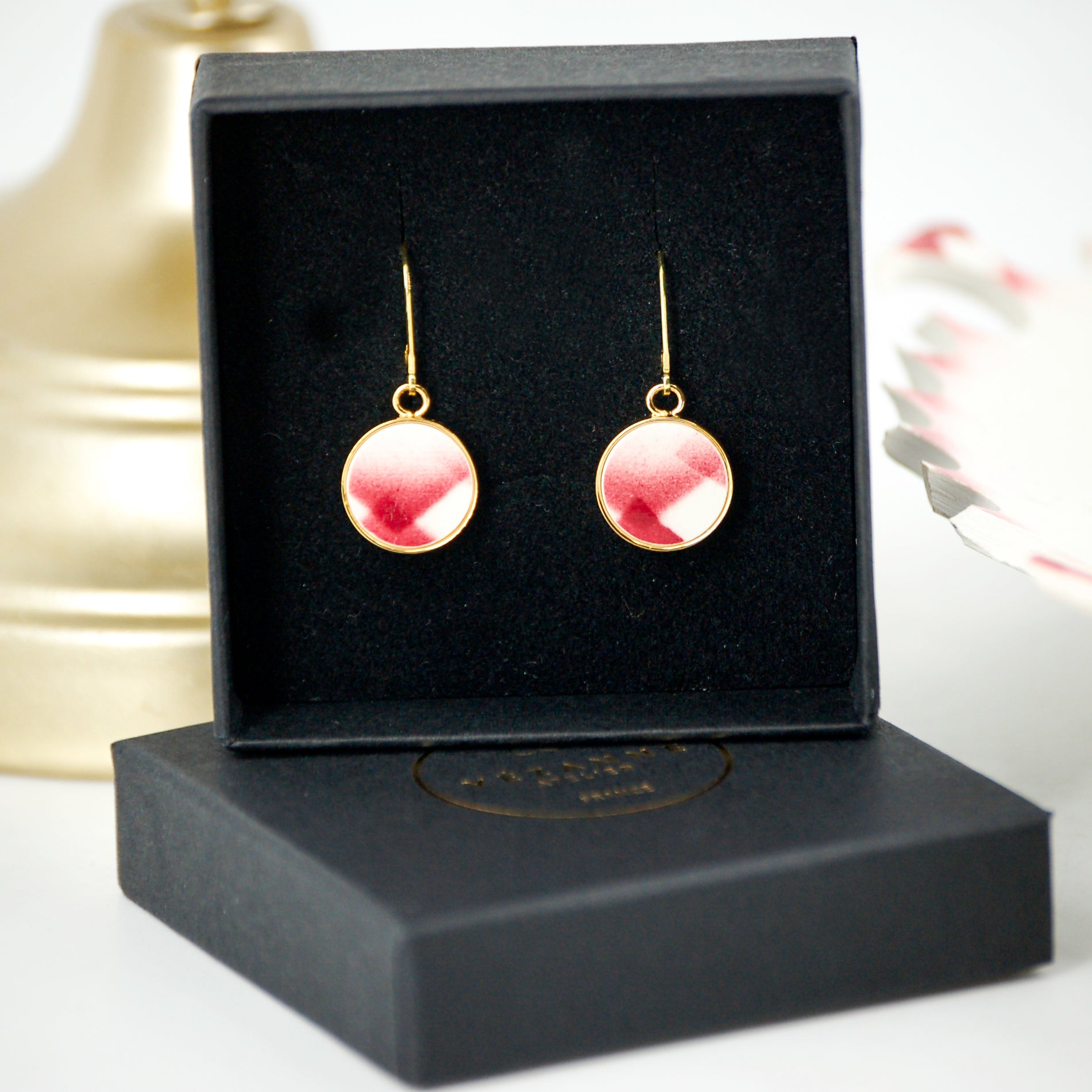 Boucles d'oreilles "Motif graphique", finition or