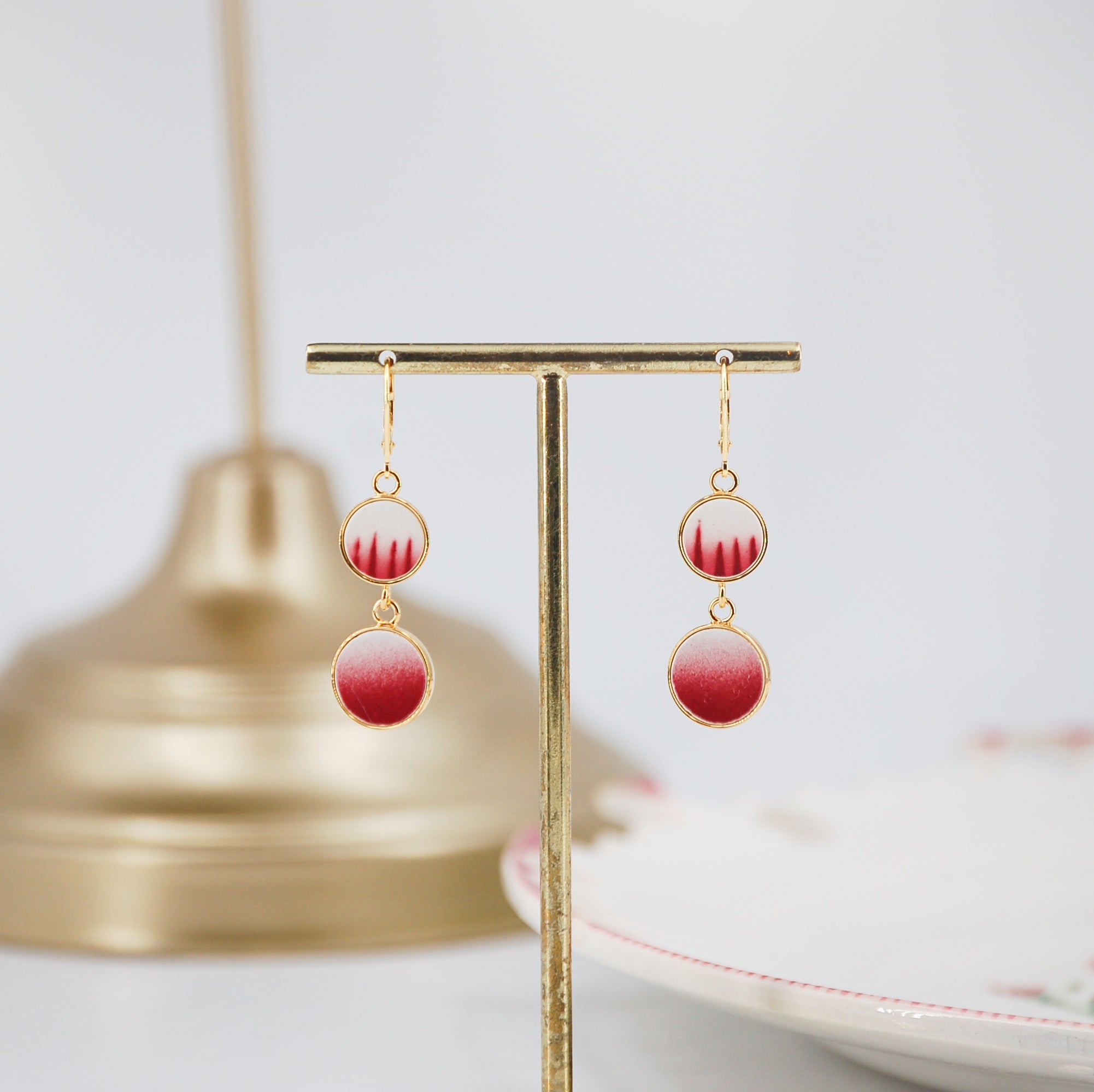 Boucles d'oreilles "Nuances de rose", finition or