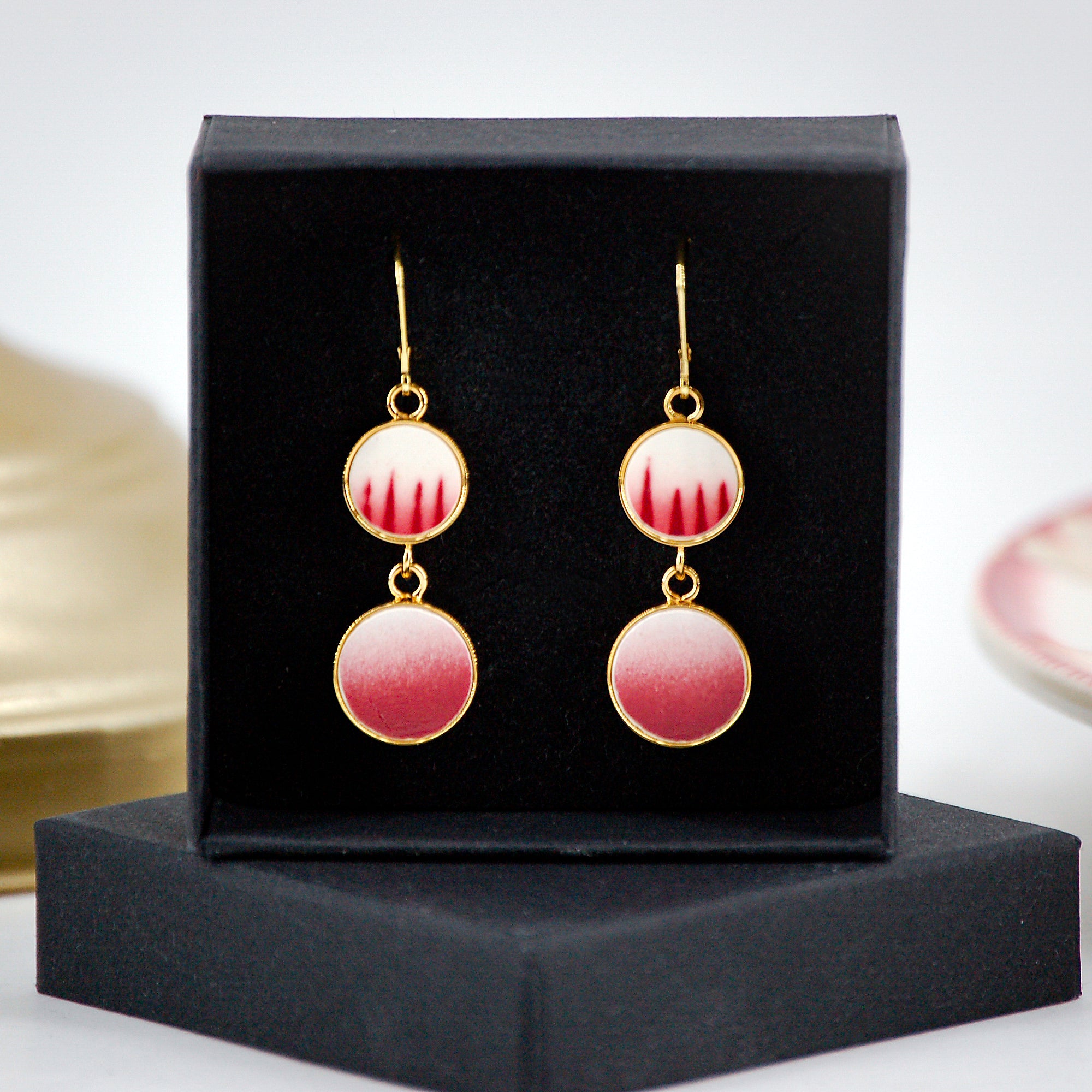 Boucles d'oreilles "Nuances de rose", finition or