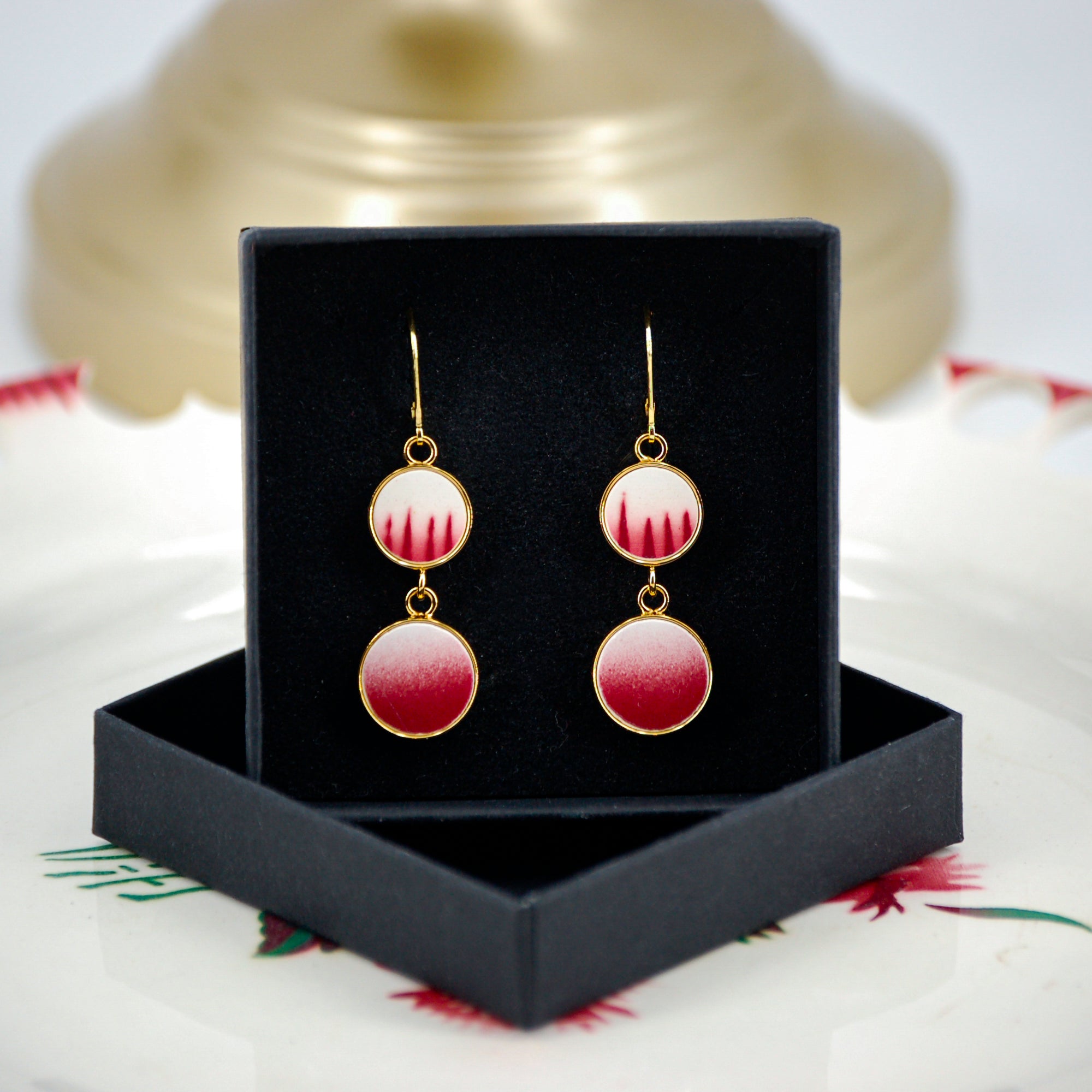 Boucles d'oreilles "Nuances de rose", finition or