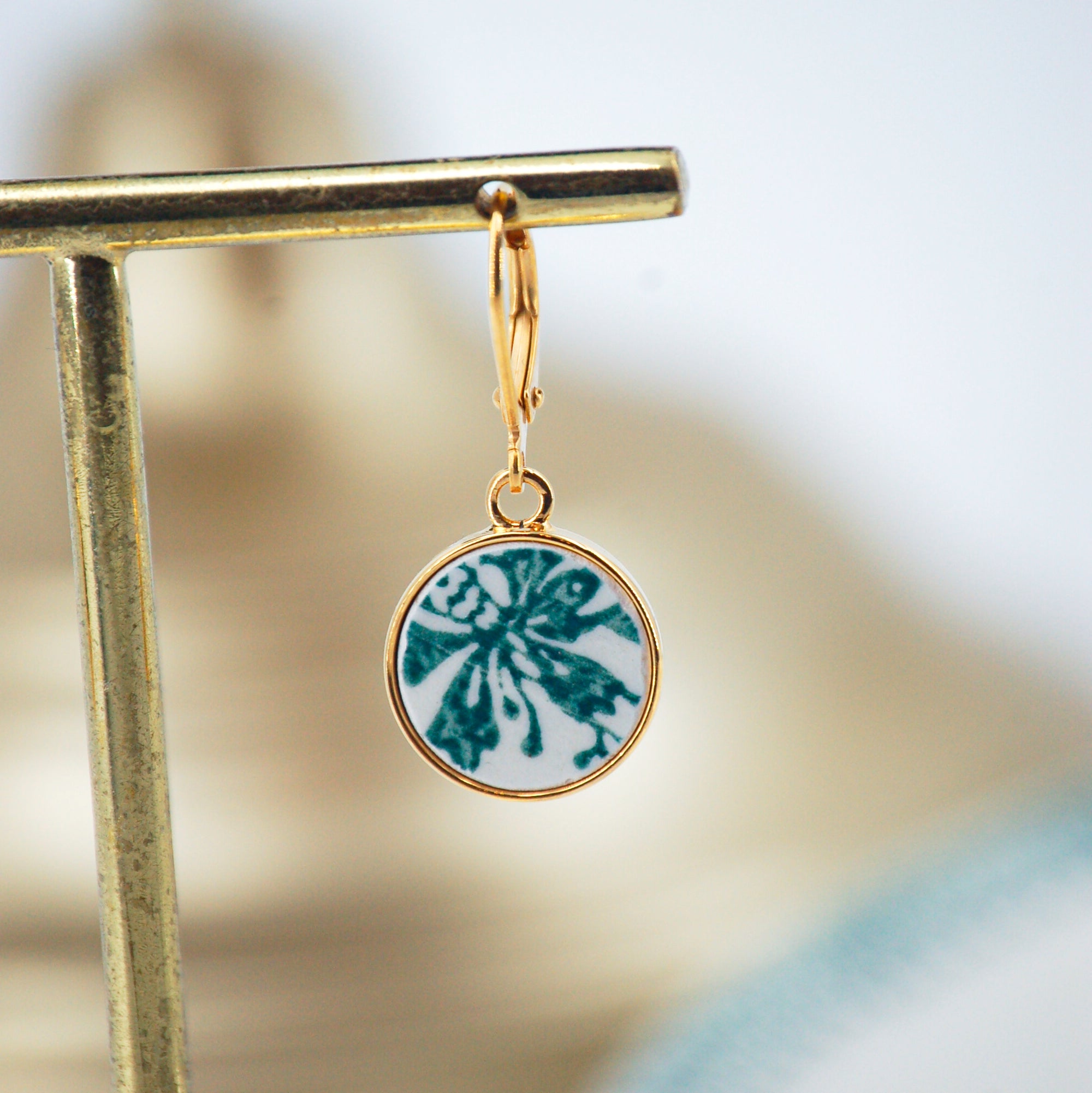 Boucles d'oreilles "Bouquet fleurs des champs", finition or