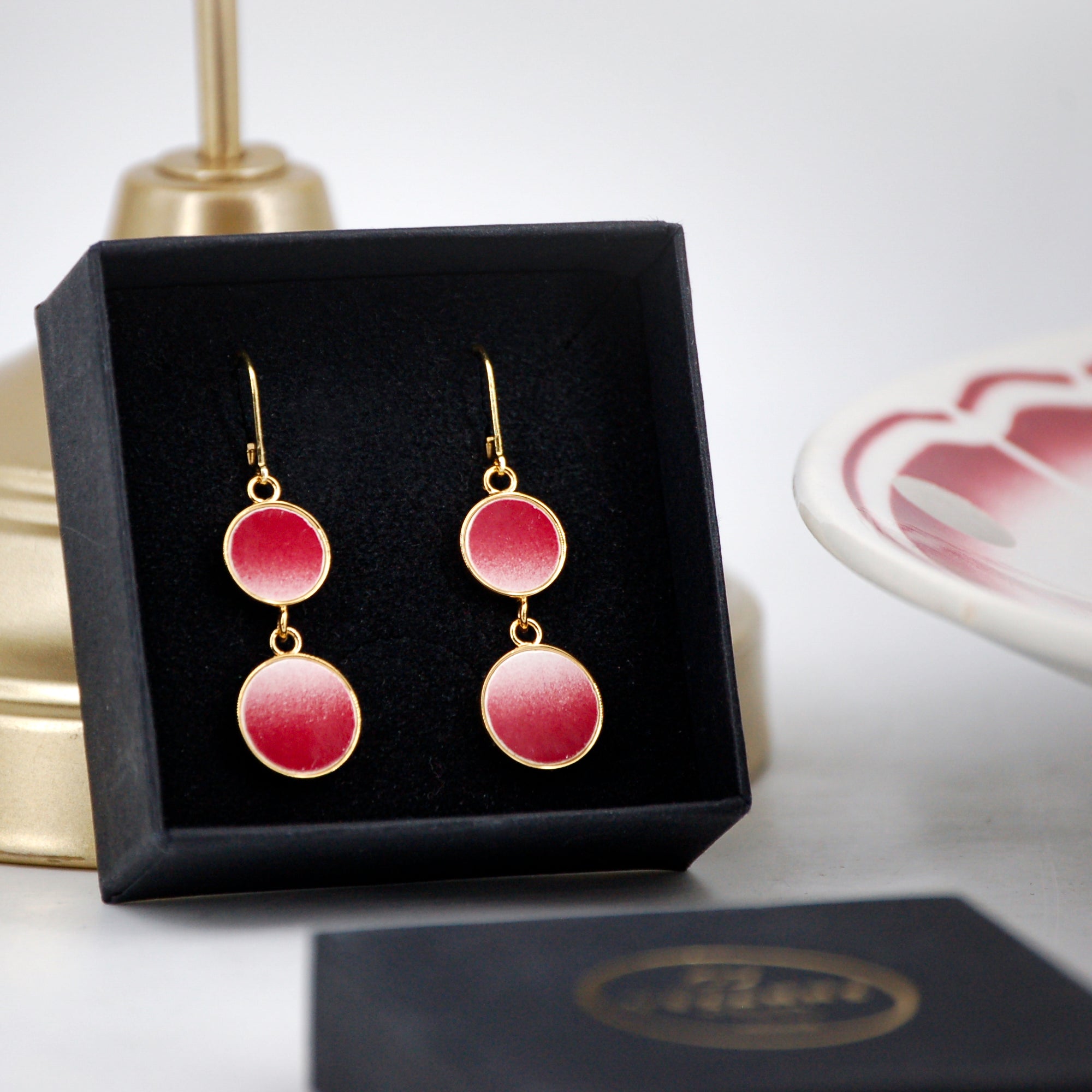 Boucles d'oreilles "Dégradés en vieux rose", finition or