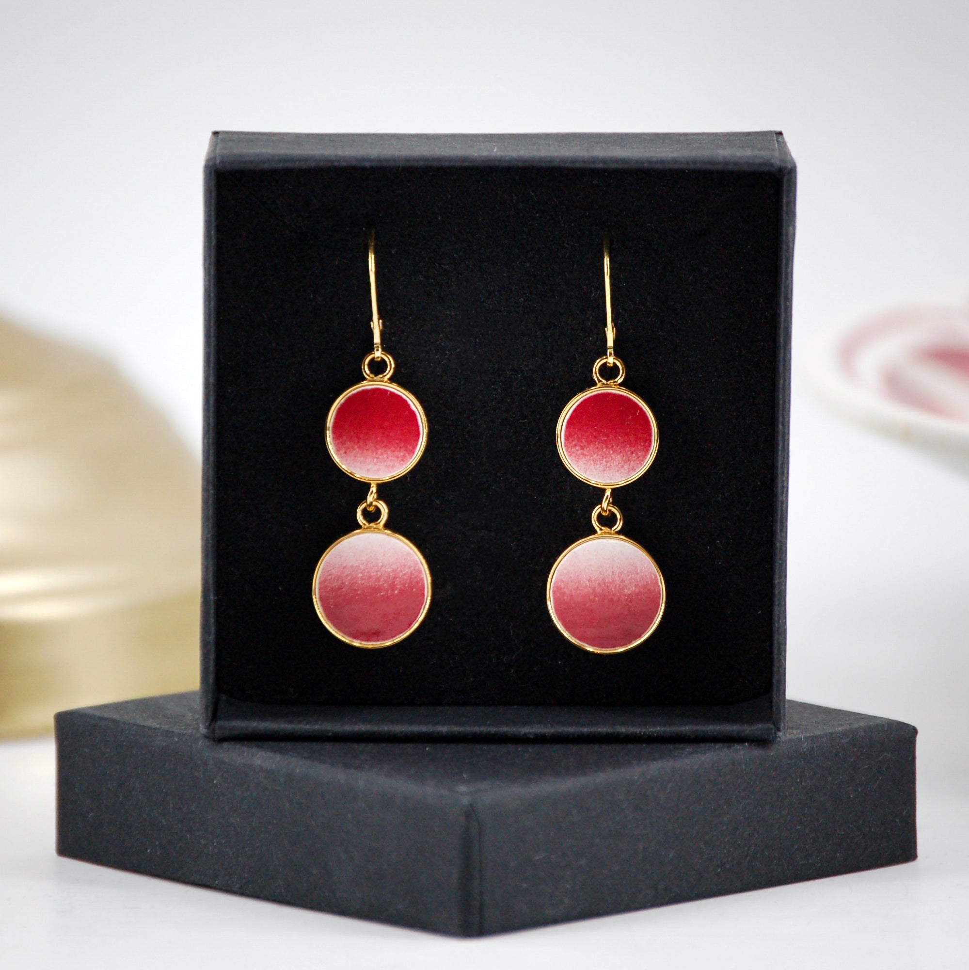 Boucles d'oreilles "Dégradés en vieux rose", finition or