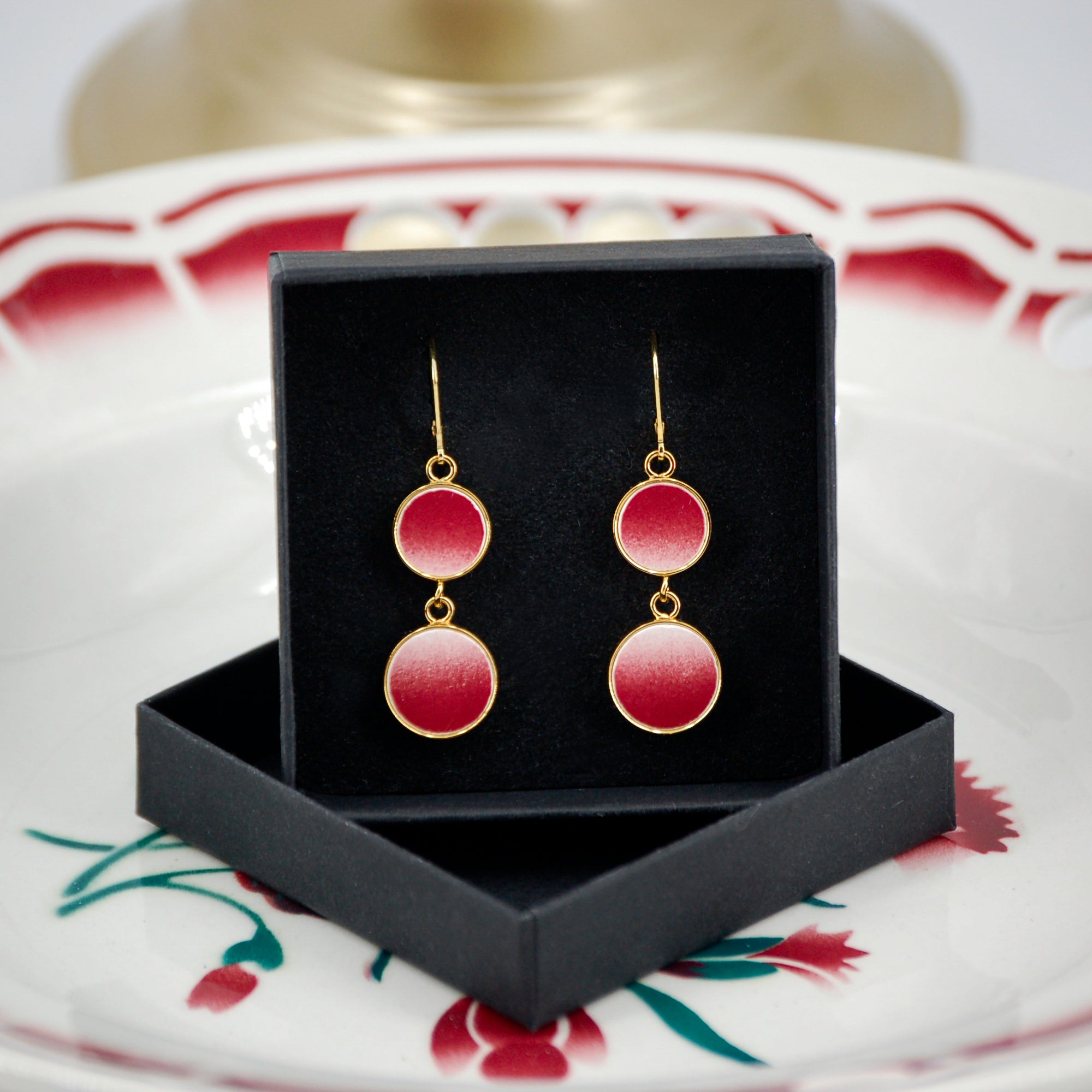 Boucles d'oreilles "Dégradés en vieux rose", finition or