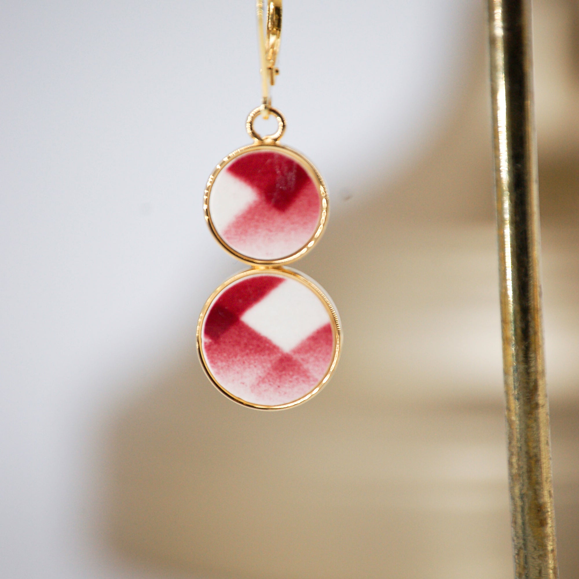 Boucles d'oreilles "Design graphique", finition or
