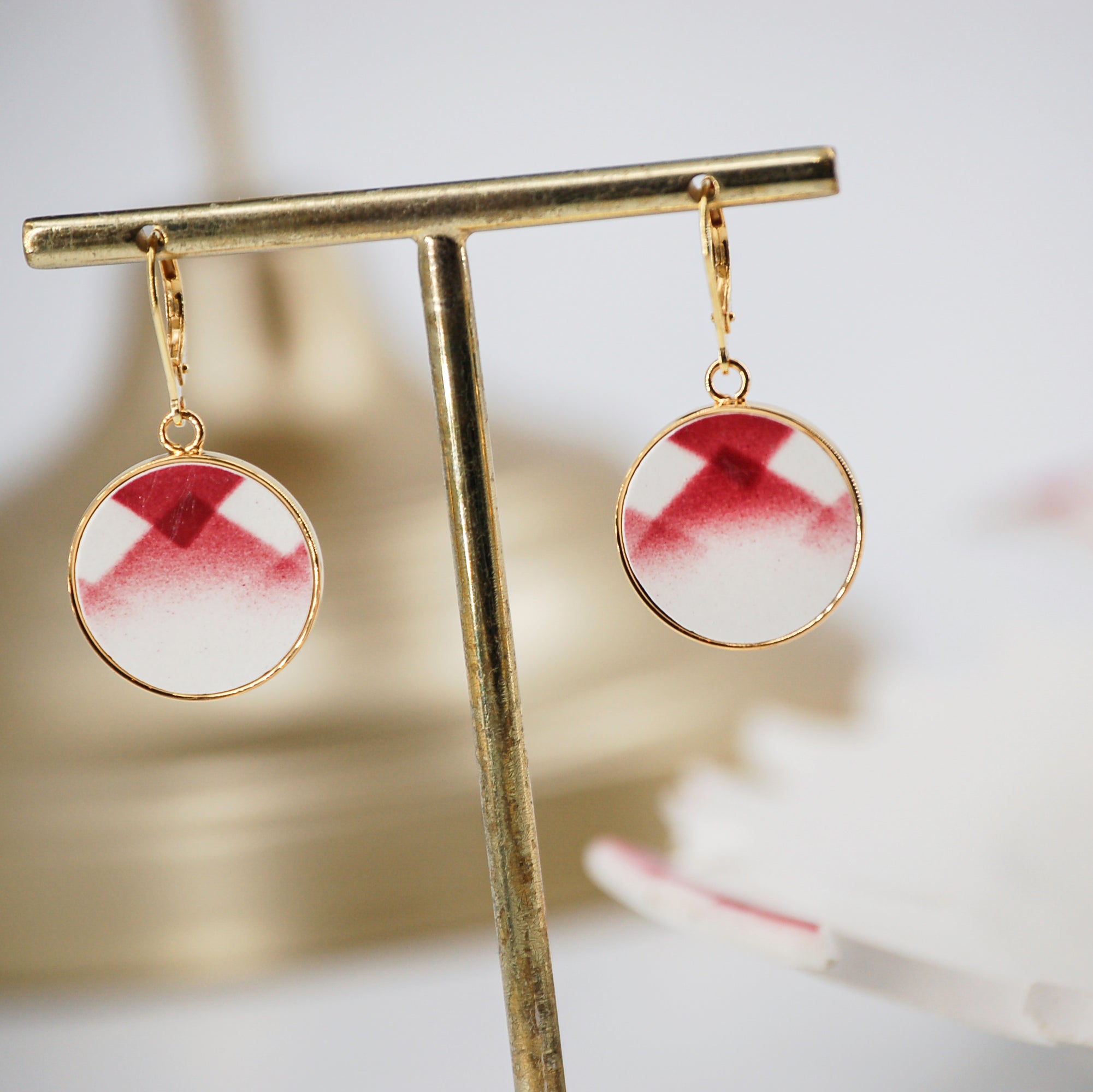 Boucles d'oreilles "Motif graphique", finition or