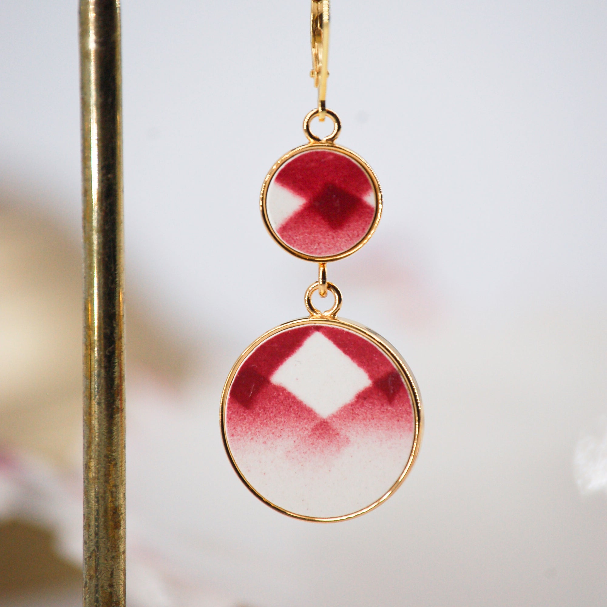 Boucles d'oreilles "Composition géométrique", finition or