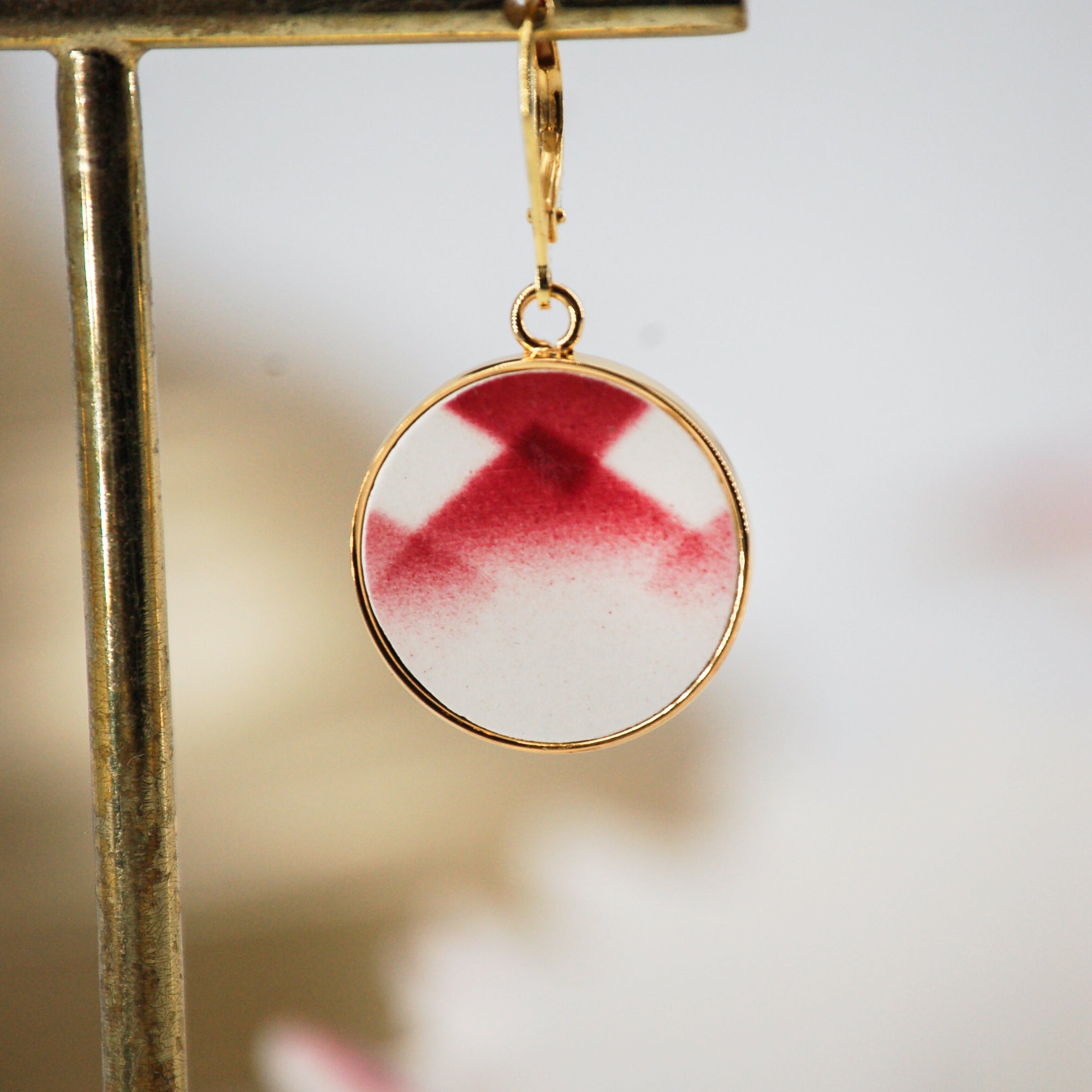 Boucles d'oreilles "Motif graphique", finition or