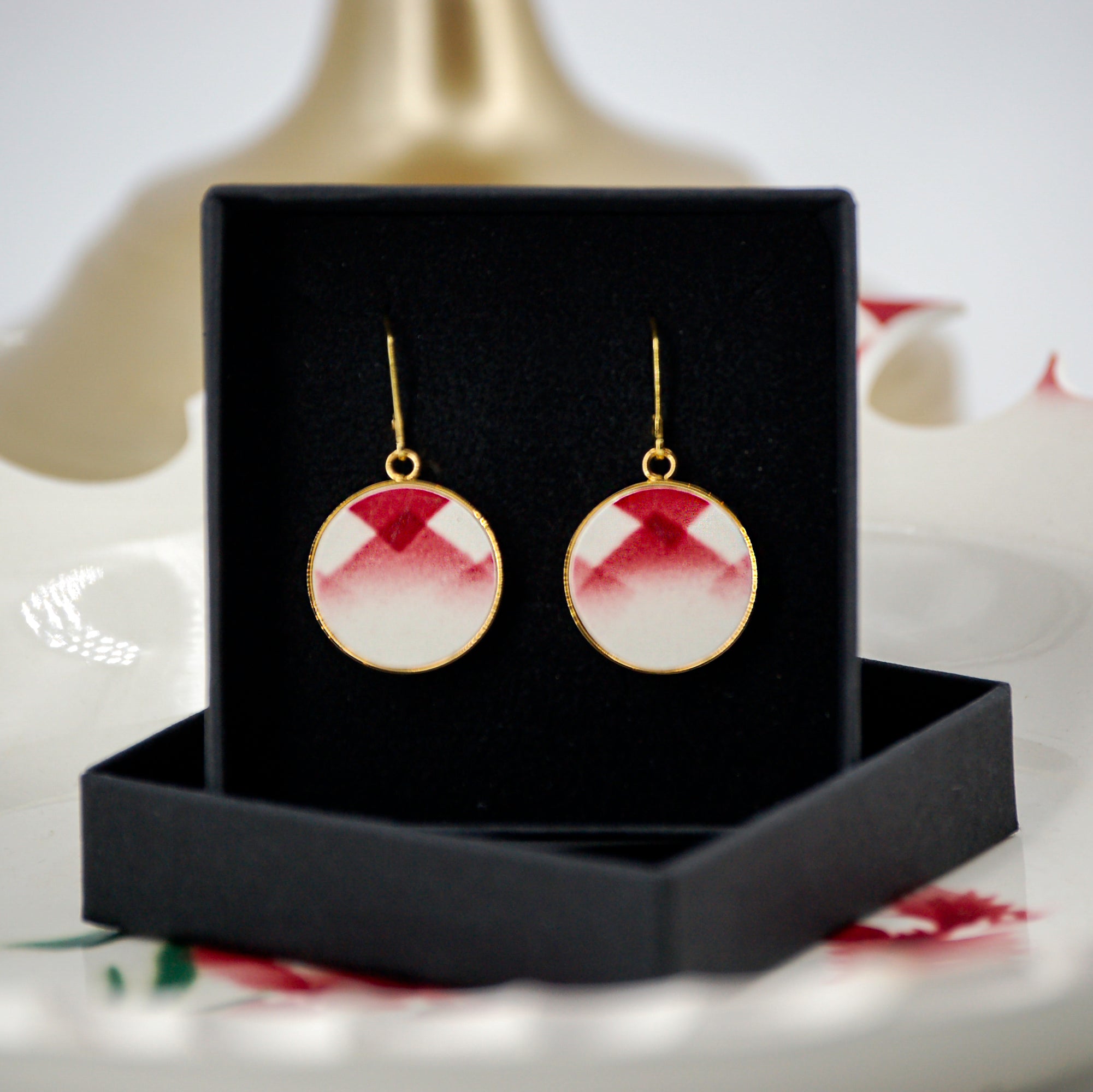 Boucles d'oreilles "Motif graphique", finition or