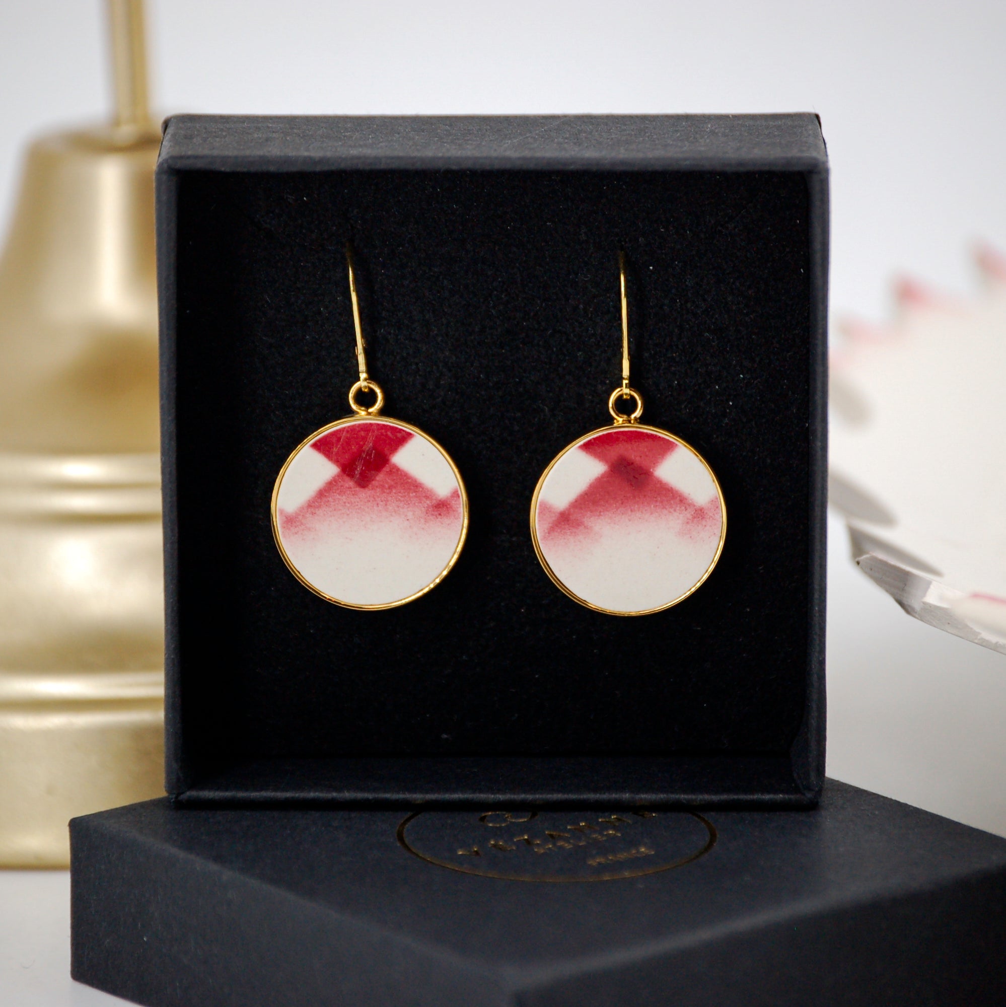 Boucles d'oreilles "Motif graphique", finition or