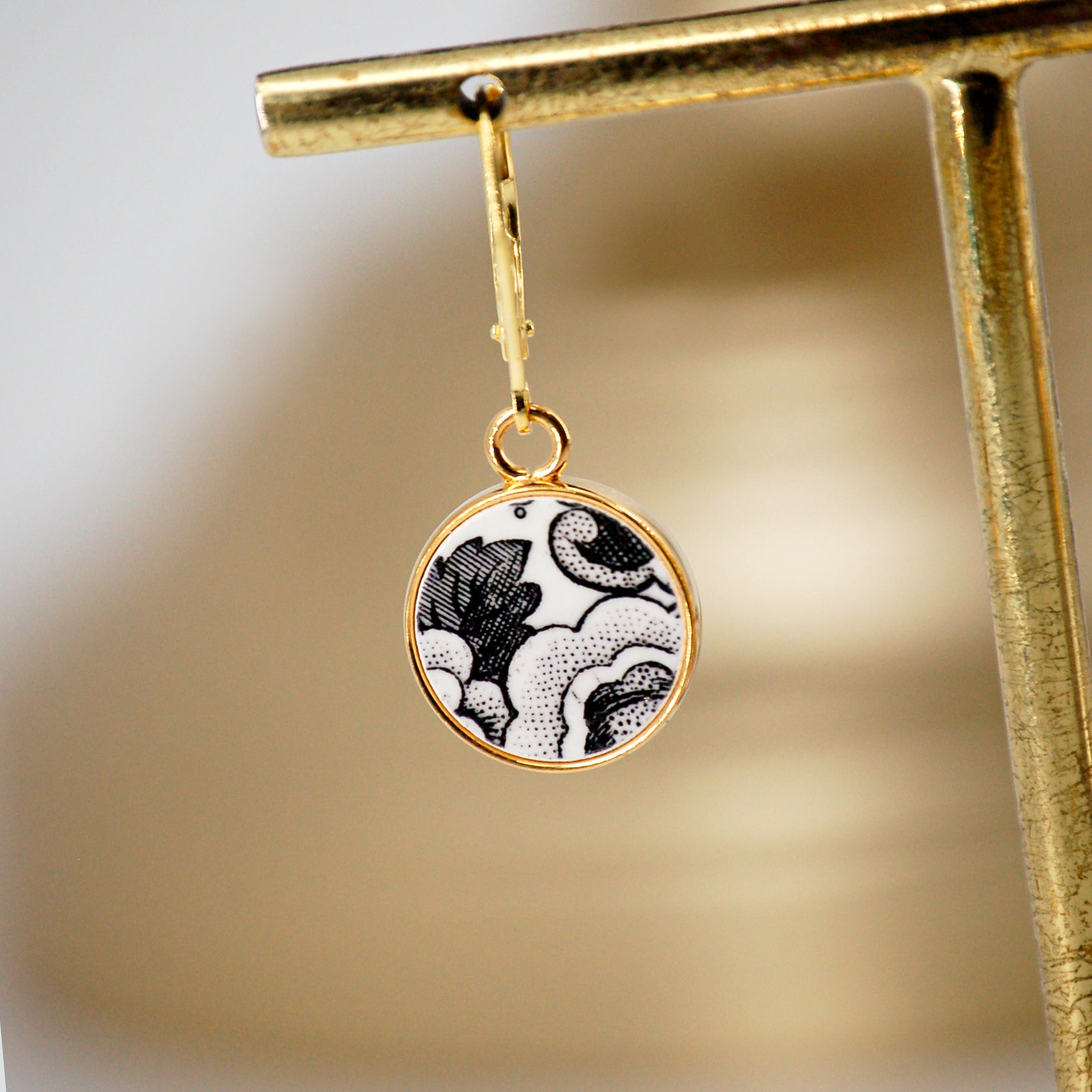 Boucles d'oreilles "Composition du 19è siècle", finition or