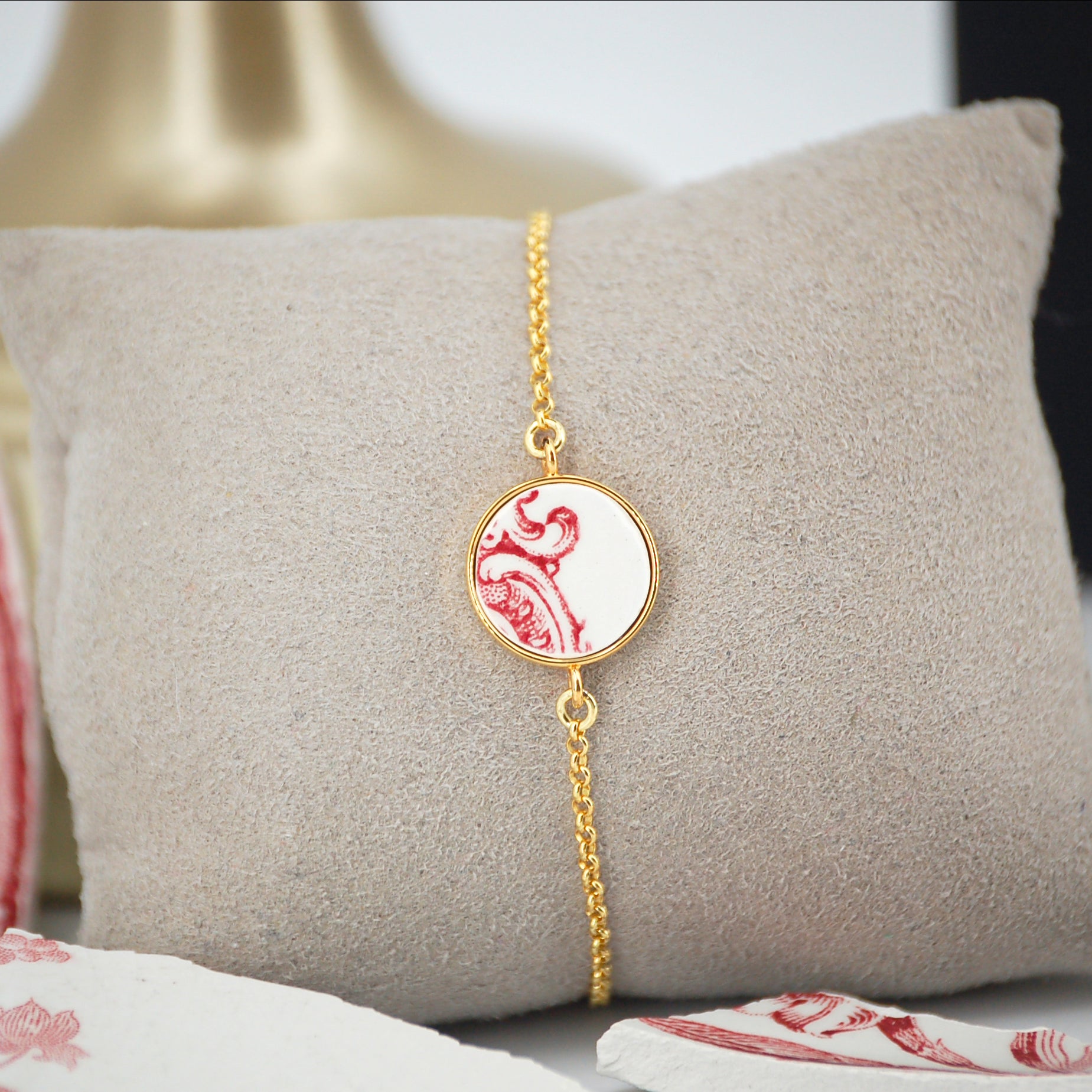 Bracelet ajustable "Volute en vieux rose"