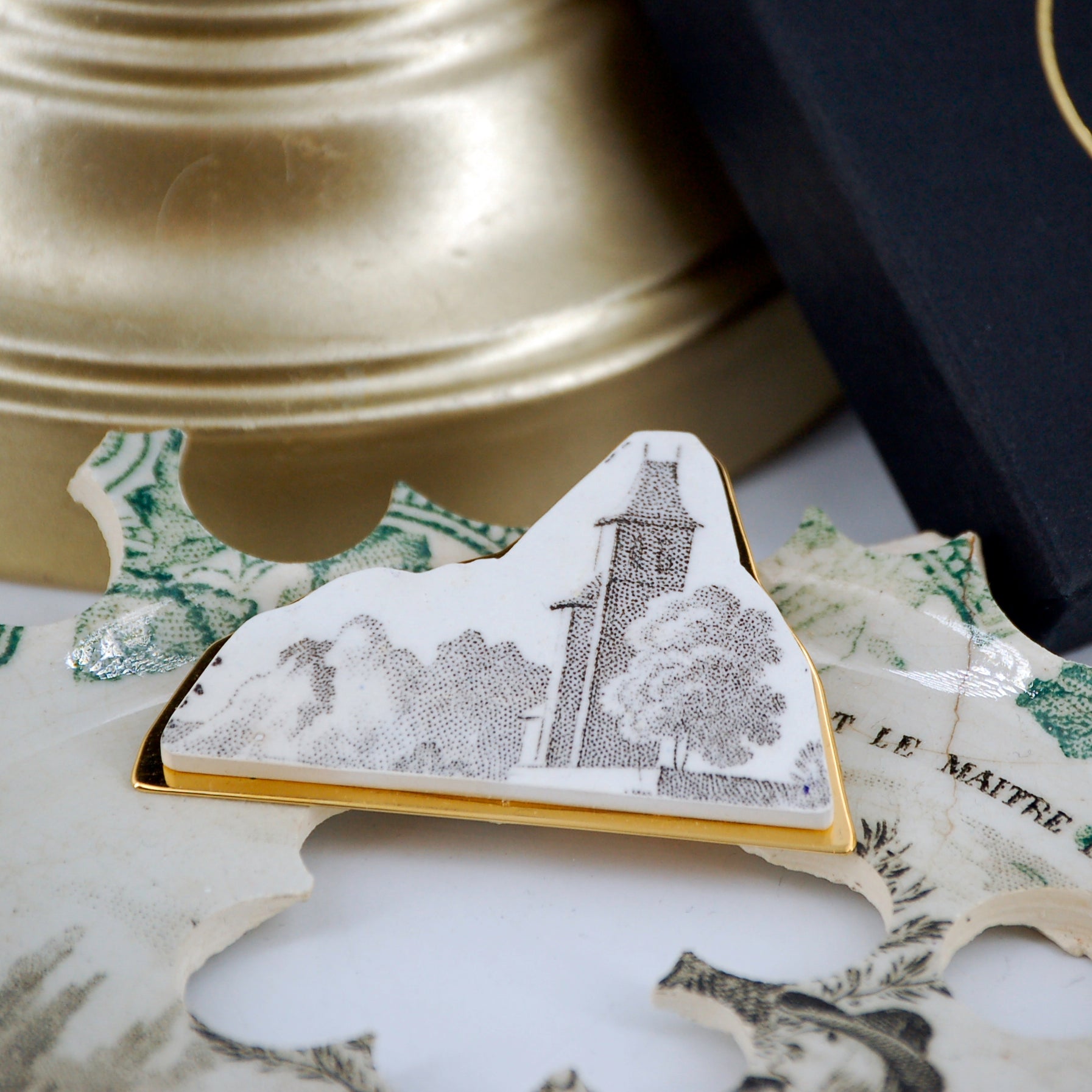 Broche "Paysage #1", finition or