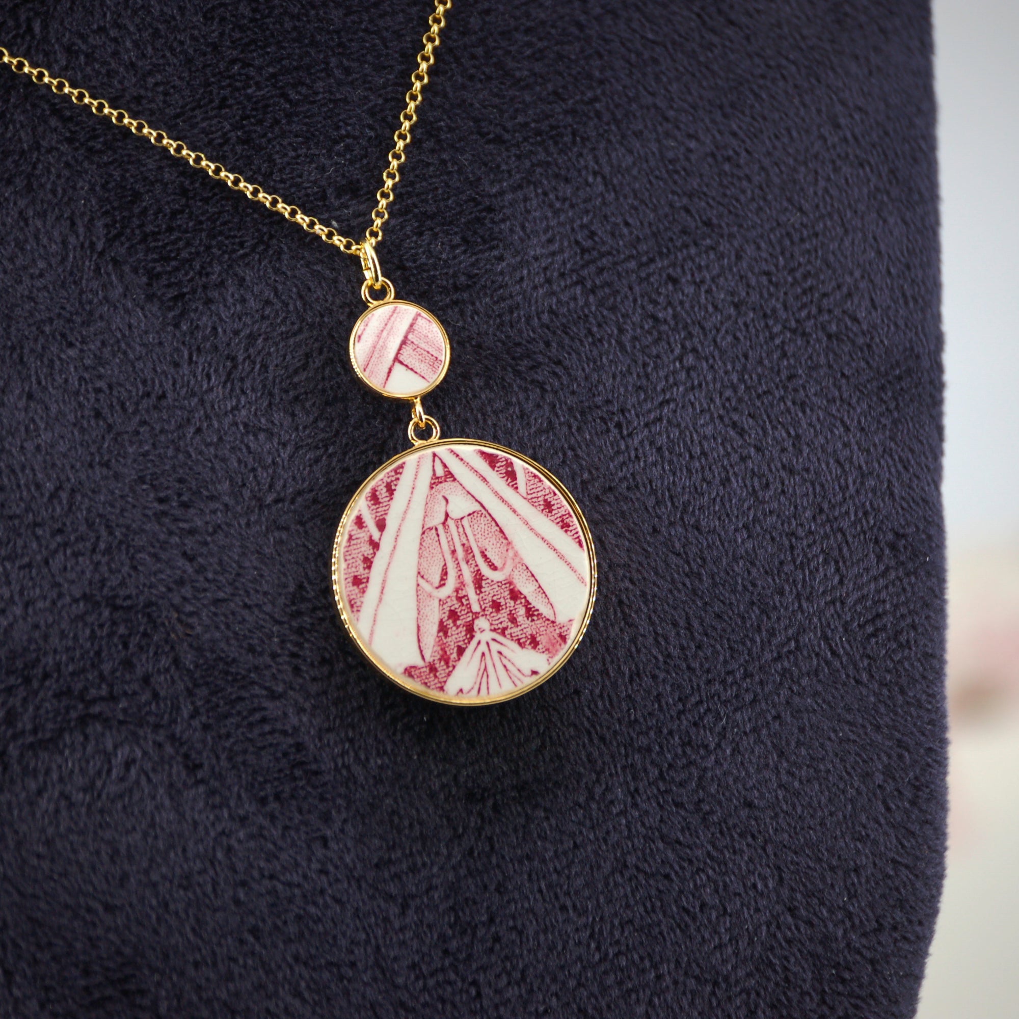 Pendentif "Sarah" rose poudré, finition or