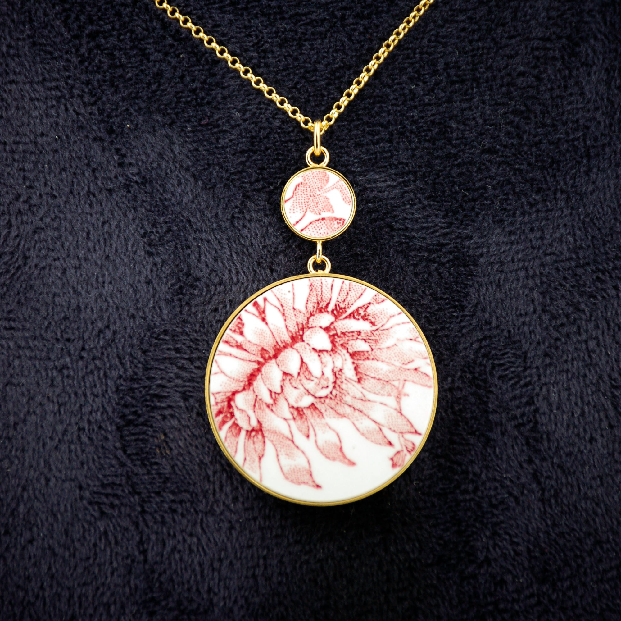 Pendentif "Coeur d'une fleur rose", finition or